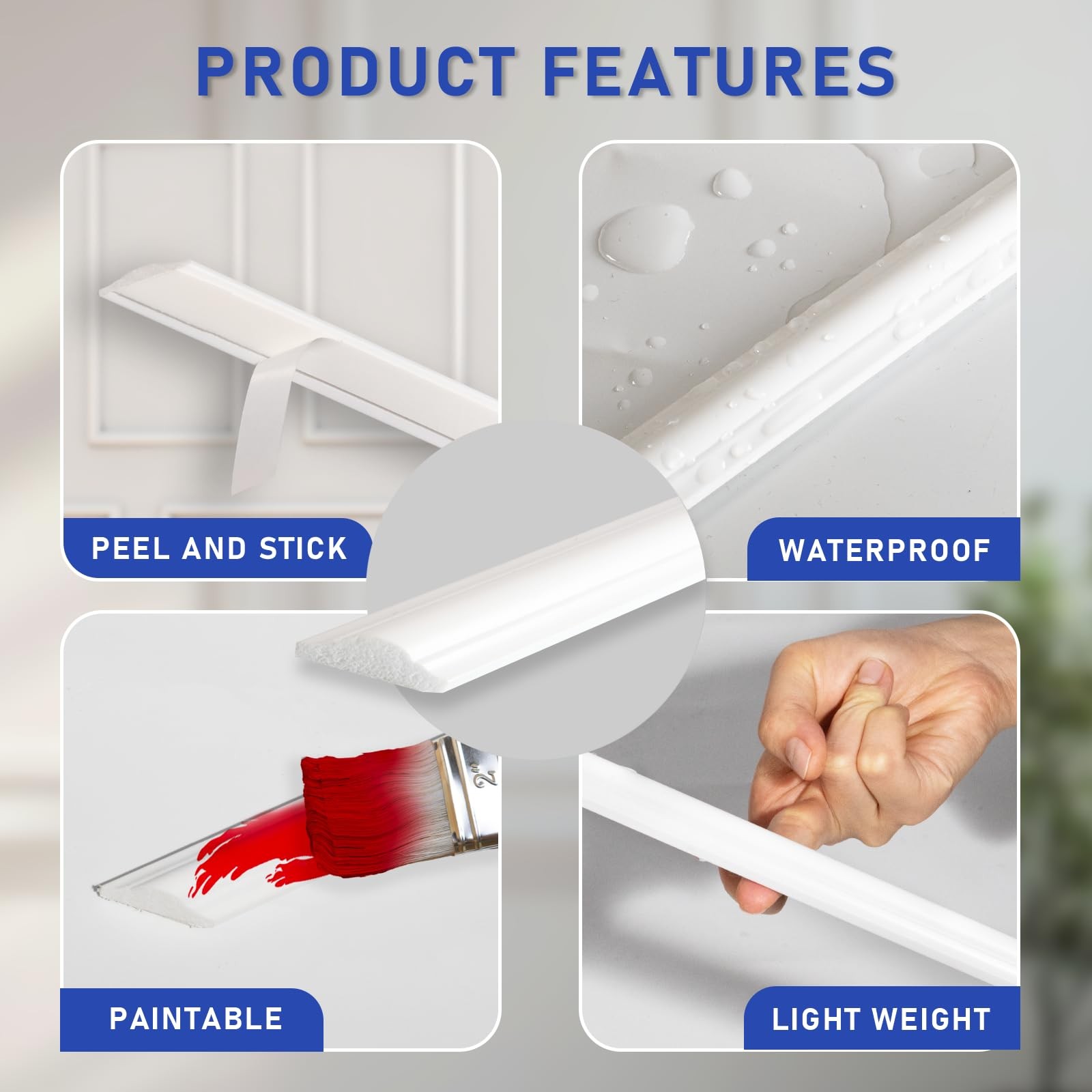 Coukiu Pre-Cut 3 Set Peel And Stick Wall Molding Trim Kit 24 X24 Premade