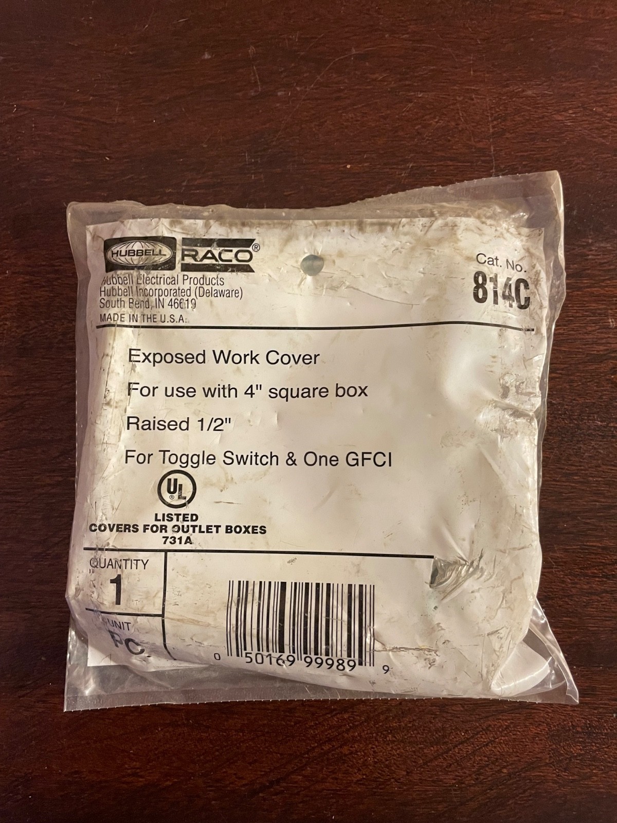 Brand New – RACO 814C 4″ Flat Cover Square Plate Single Toggle & GFCI Box Cover