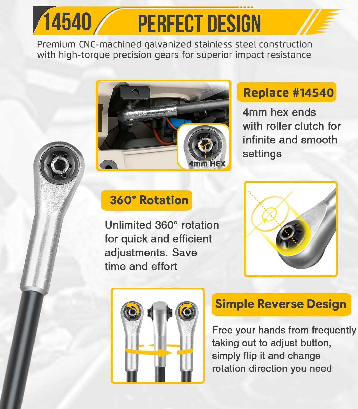 4MM Headlight Adjustment Ratchet Wrench Tool for Ford Screw Adjuster Kit New USA