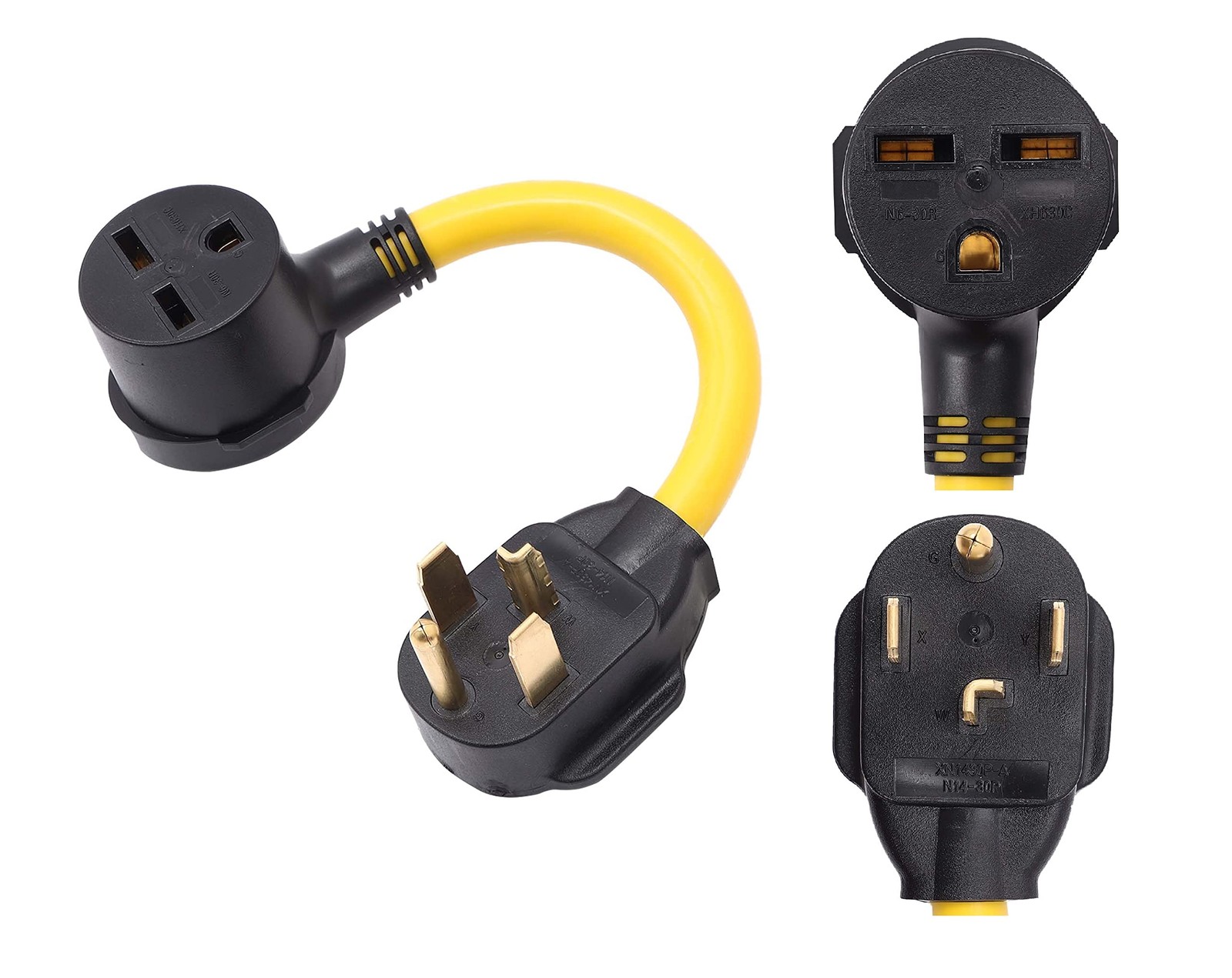 ONETAK NEMA 14-30P to 6-30R ETL Listed 240V 30 Amp 4 Prong Male Plug yellow