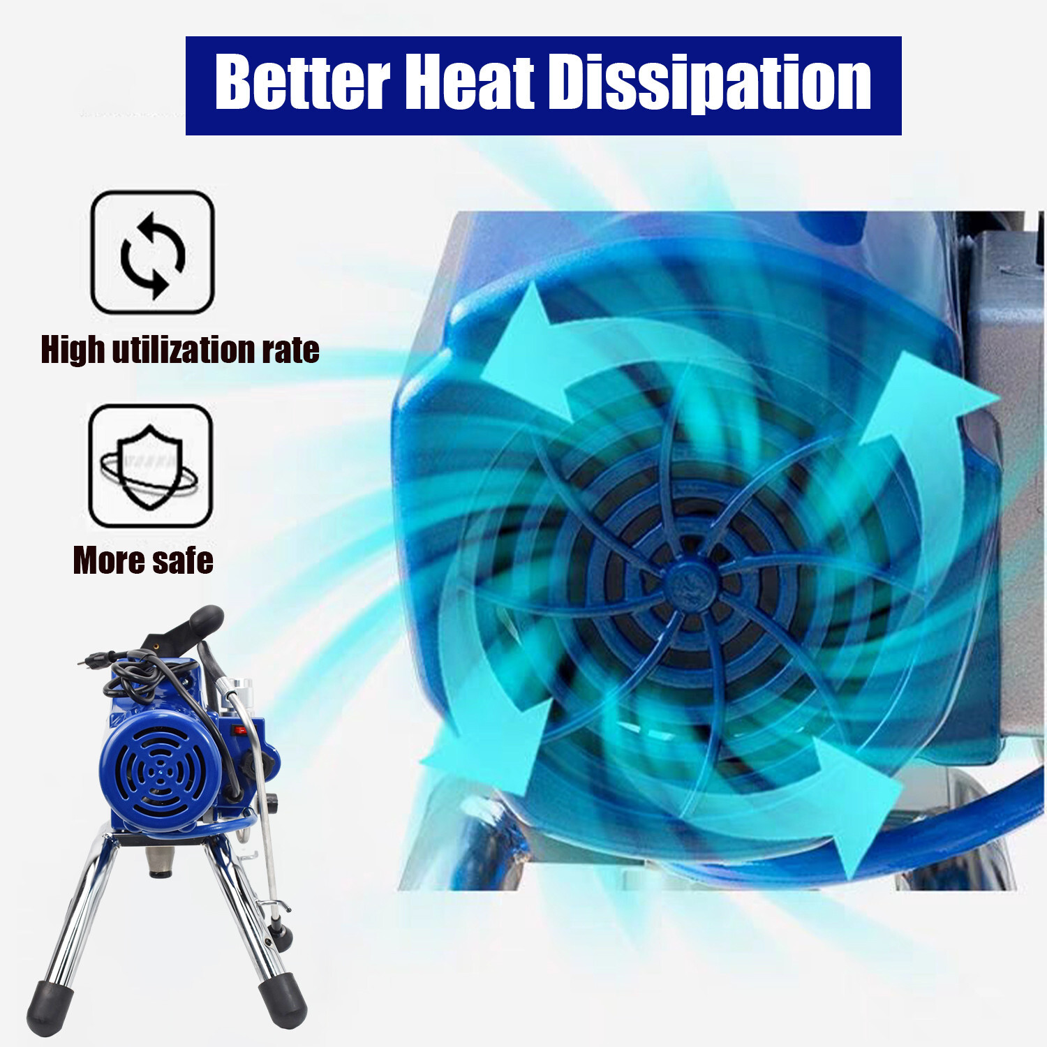 3500W High Pressure Airless Paint Sprayer High Efficiency Power Painting 220V