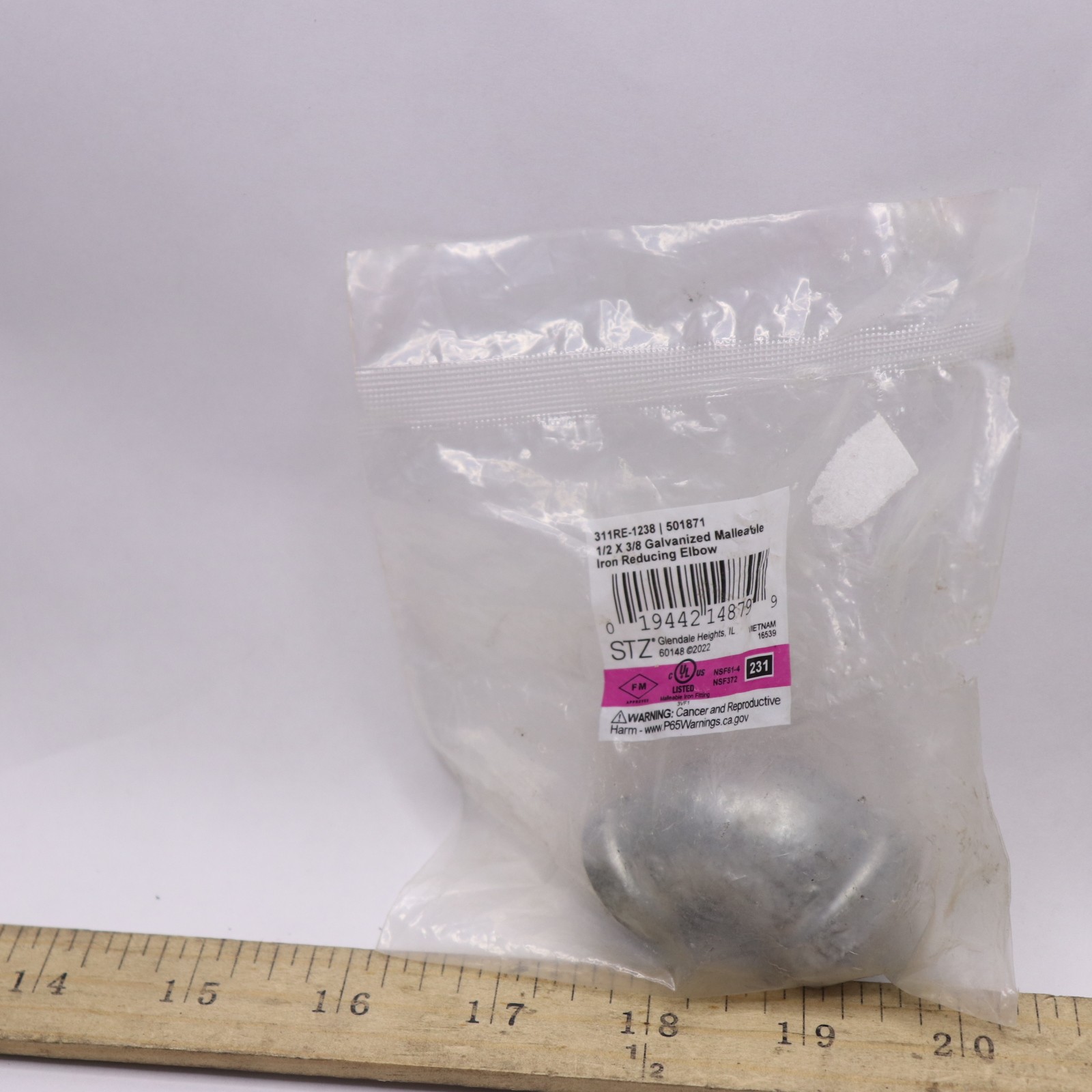 LDR Industries Reducing Elbow Pipe Fitting Malleable Galvanized Zinc 1/2″ X 3/8″