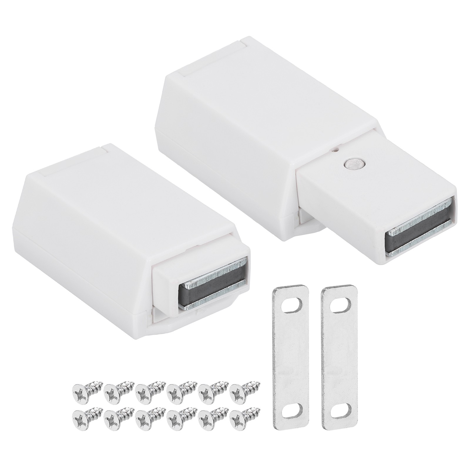 2 Pcs Magnetic Push Latches for Cabinet, 2.44×1.54 Inch Push to Open Latch White