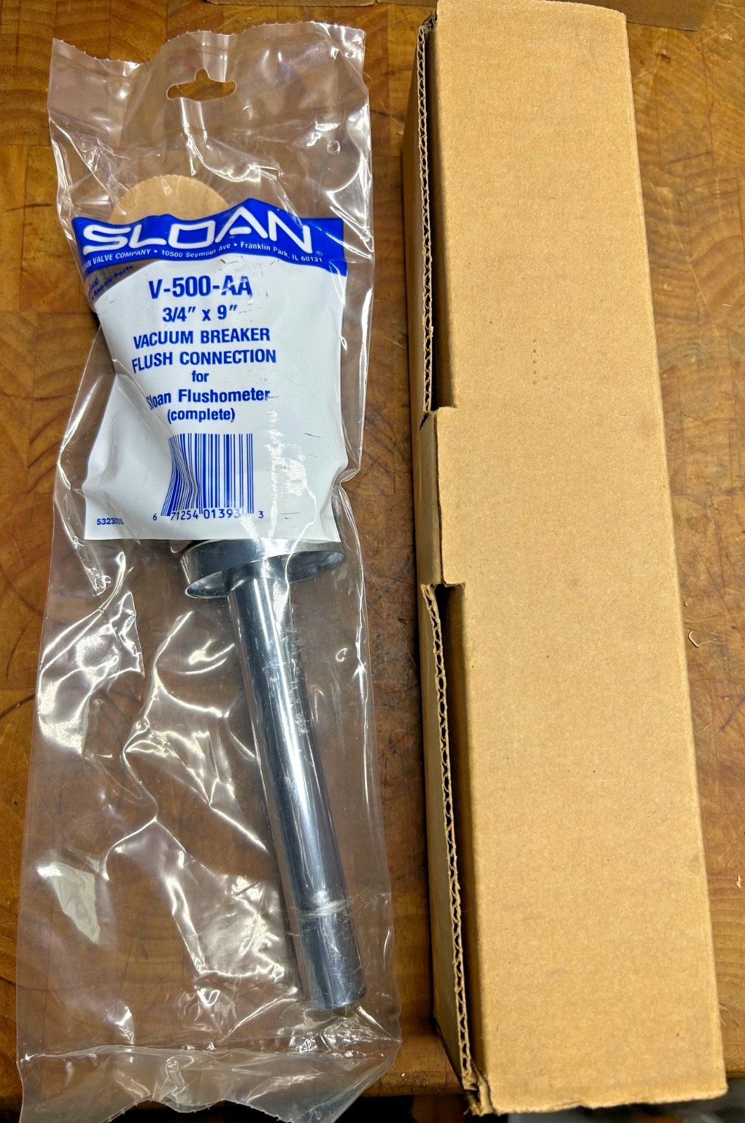 NOS Sloan Valve Co V500AA Vacuum Breaker Flush Connection 3/4 x 9 ” OEM V-500-AA