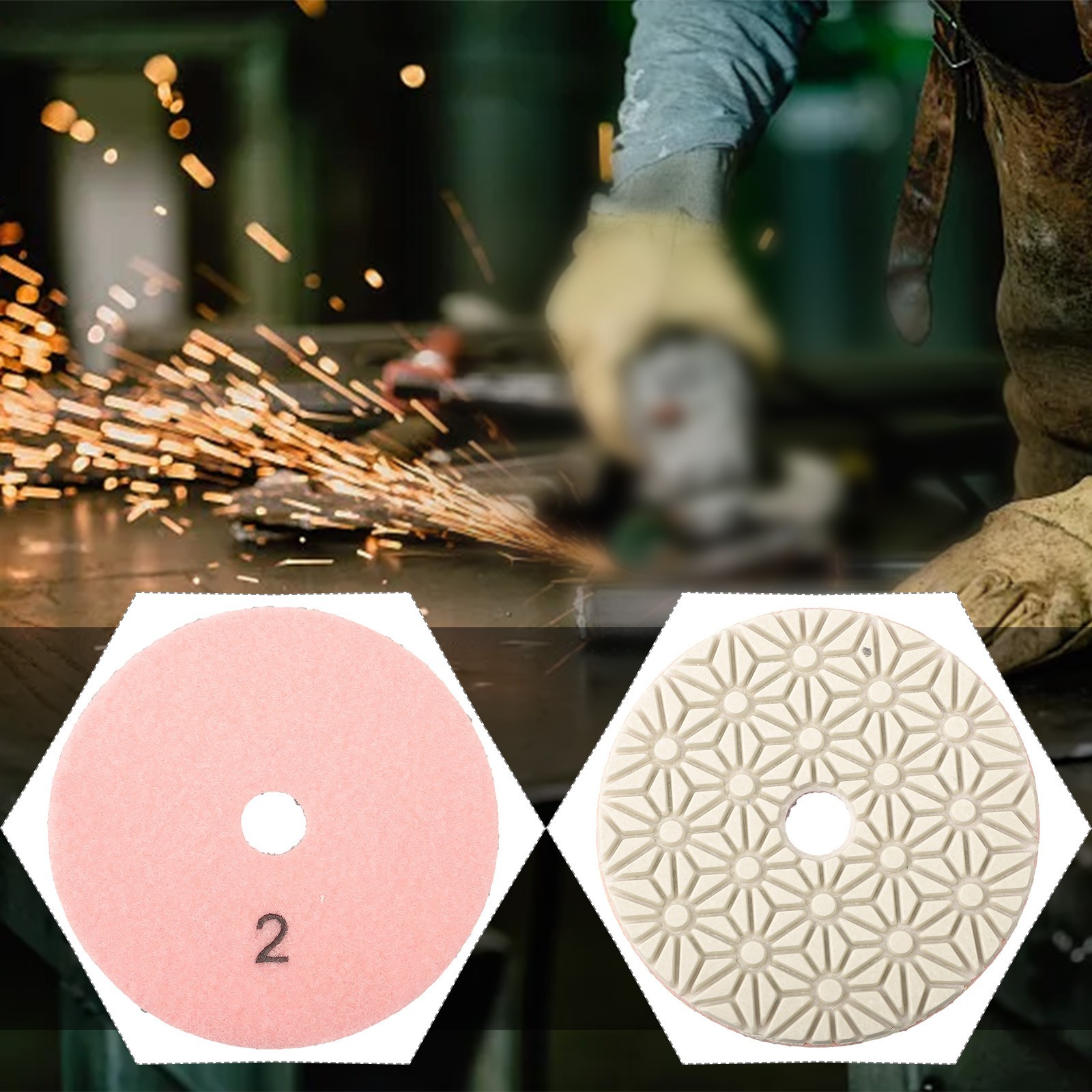 1#/2#/3# Grit 1pc Polishing Pad 4 Inch Concrete For Granite Industrial