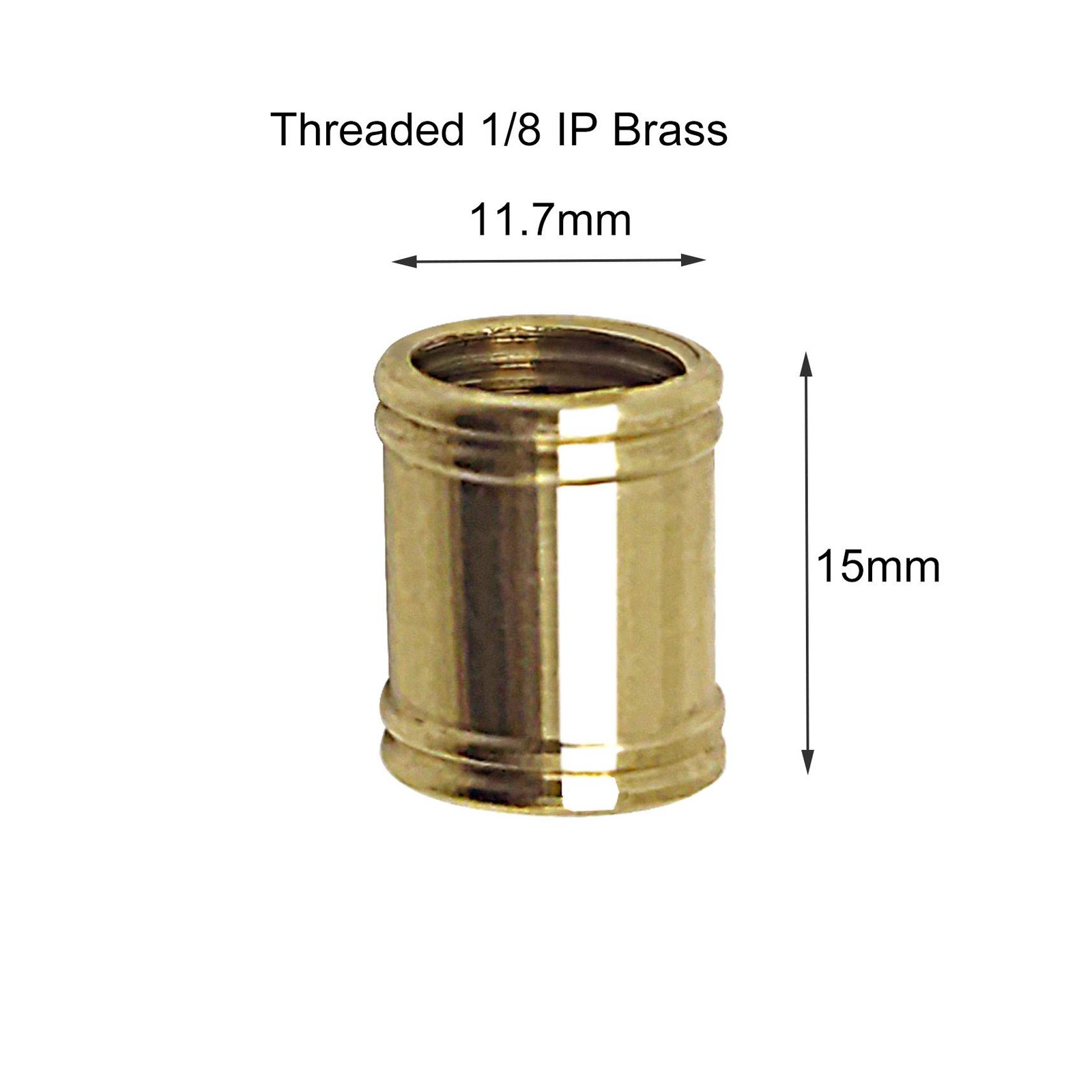 ECUDIS 10 PCS Lamp Pipe Brass Coupling 0.6 Inch Long 1/8 IP One Size, Gold