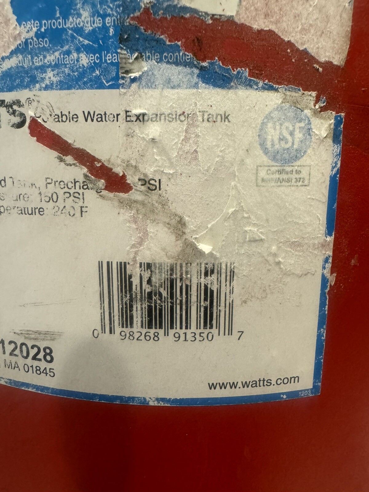 Watts 0212028 Potable Water Expansion Tank 8 Gallon DETA-20 NEW! FREE SHIPPING!