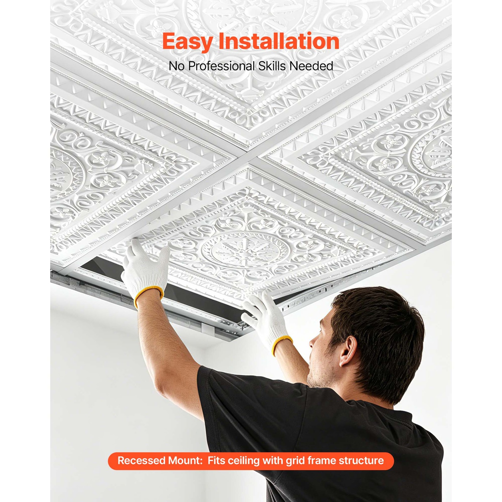 Uimoso 24 x 24 in PVC Ceiling Tiles, 12-Pack, 3D Geometric Design for Interiors