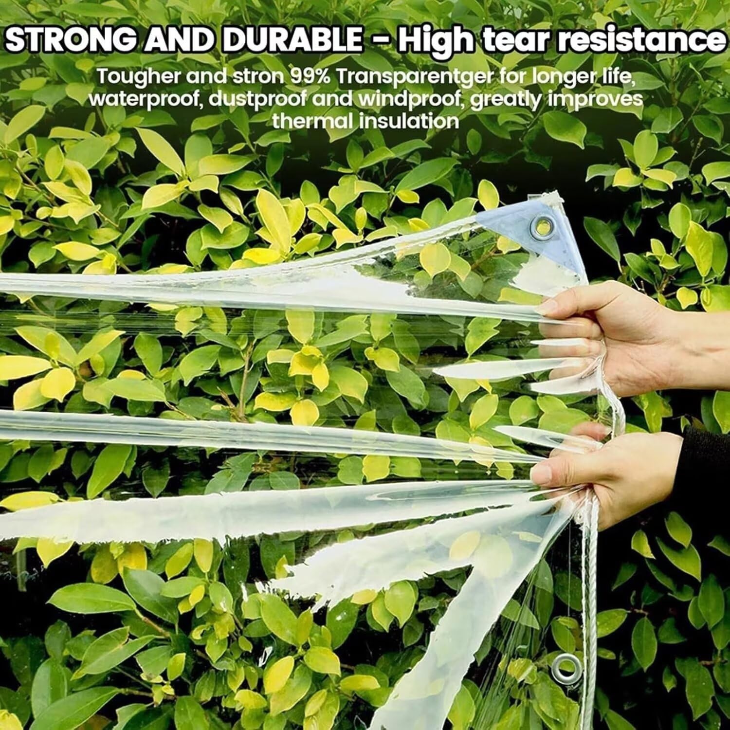 Clear Tarp Heavy Duty with Metal Grommets, 14 Mil Thick Clear Vinyl Trap, Wat…