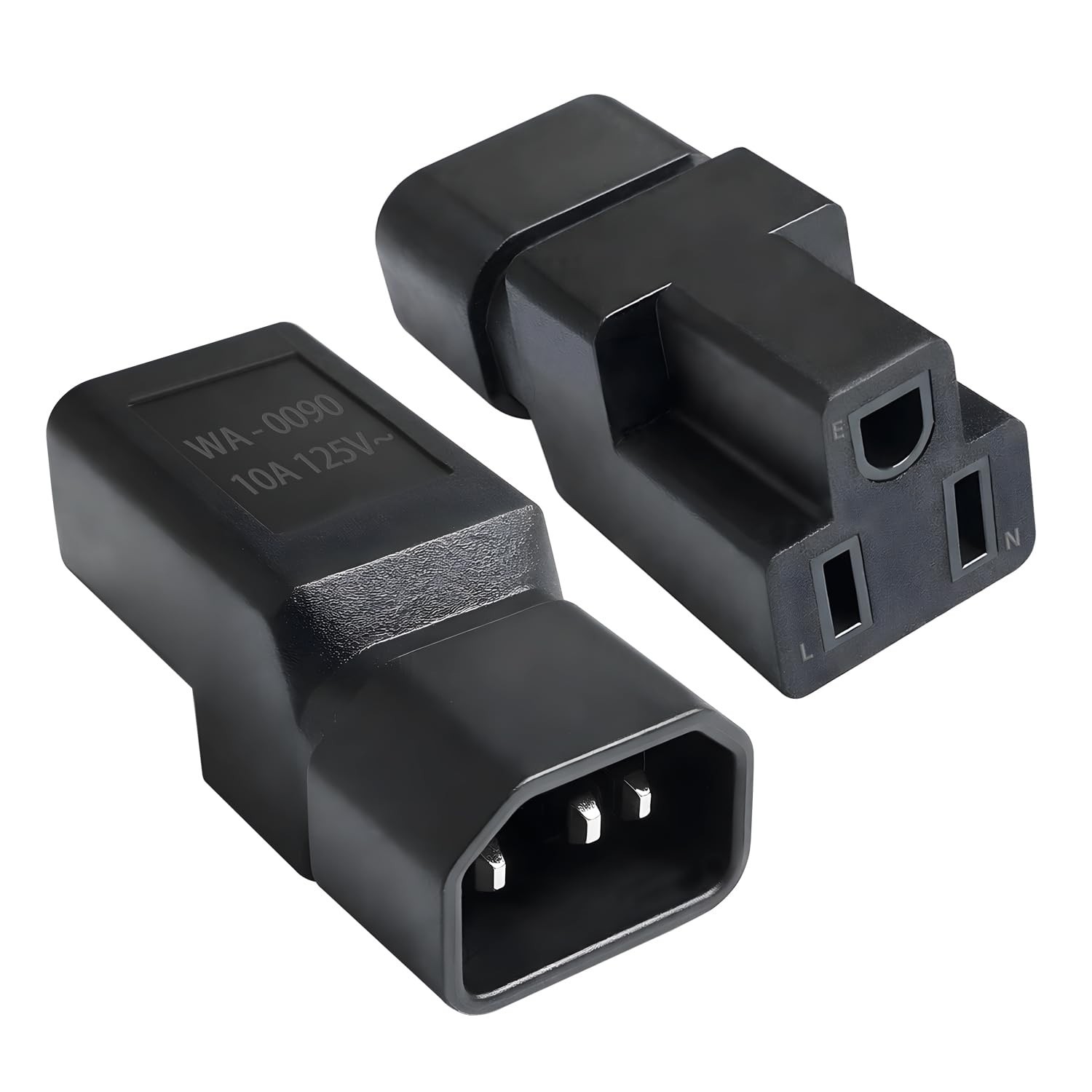 10 Pack IEC320 C14 Male to Nema 5-15R PDU USA UPS Extension Power Plug Adapte…