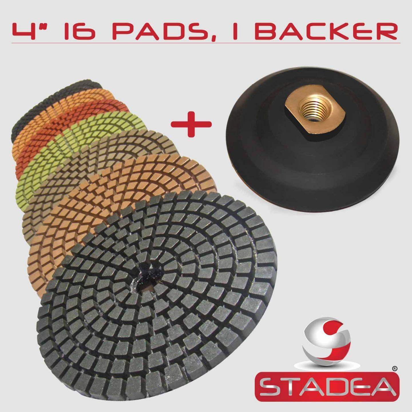 4″ DIAMOND POLISHING PAD GRANITE CONCRETE 16+1 PCS SET
