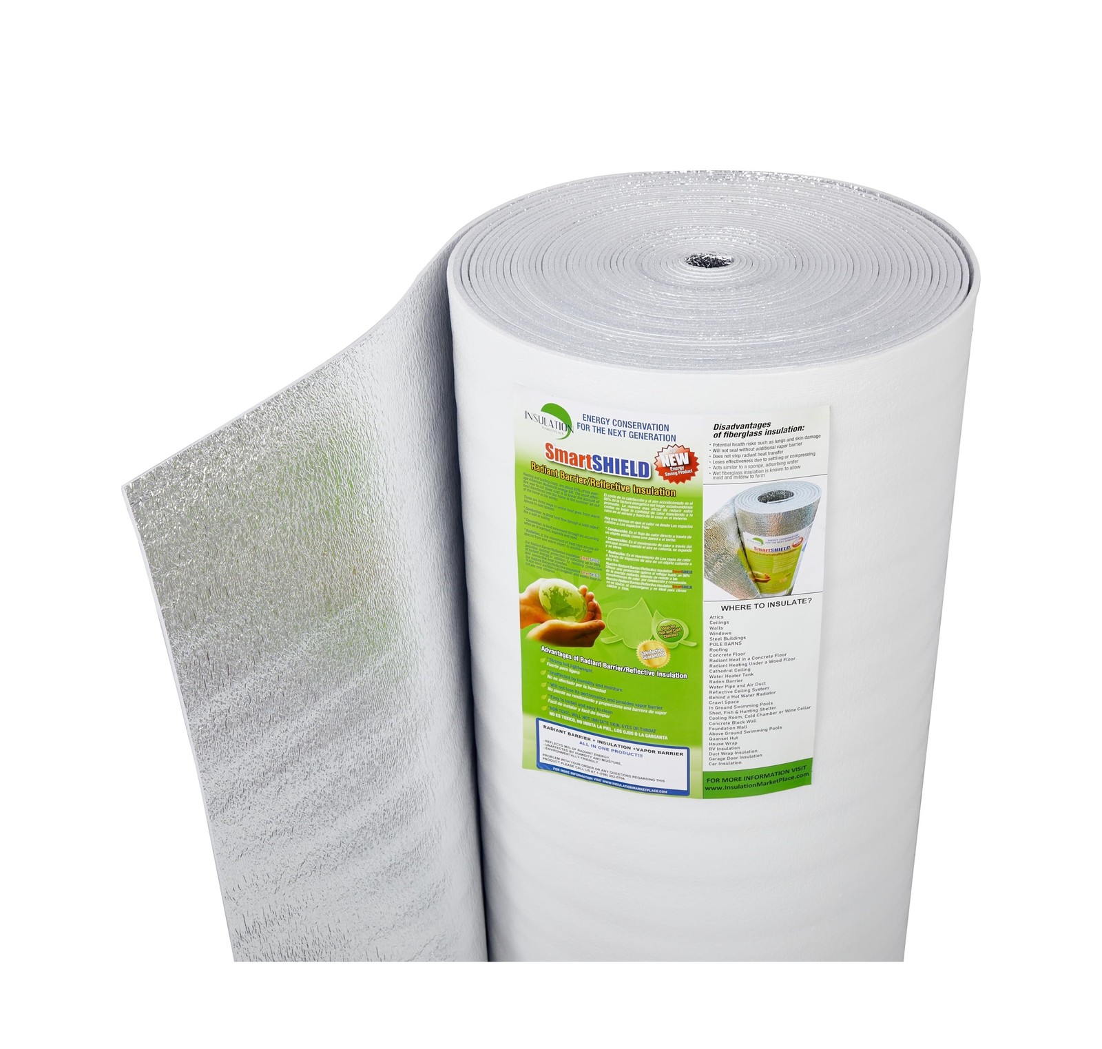 SmartSHIELD -5mm 48″ x50ft Reflective Foam Core Insulation roll, Cold and Hea…