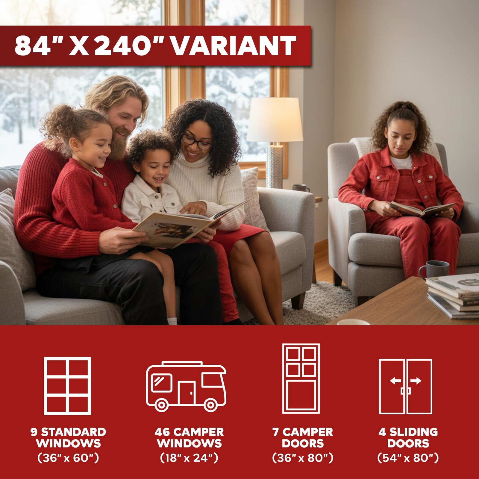 Window Insulation Kit for Winter, Pre-Taped 84″ x 240″ 0.75 mil Clear Window …