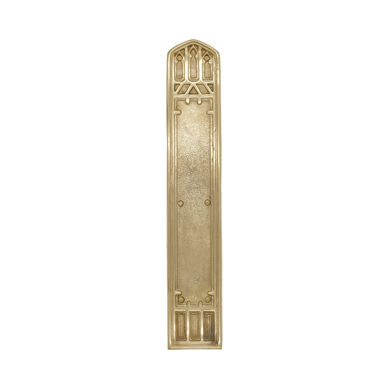 Polished Brass Gothic Greek Revival Style Door Push with Arched Top