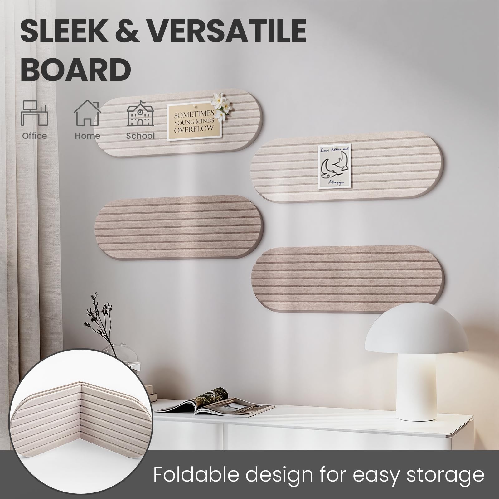 Bulletin Board, 24” X 8” Cork Board Alternative, 4 Pack Felt Bar Strips Boa…