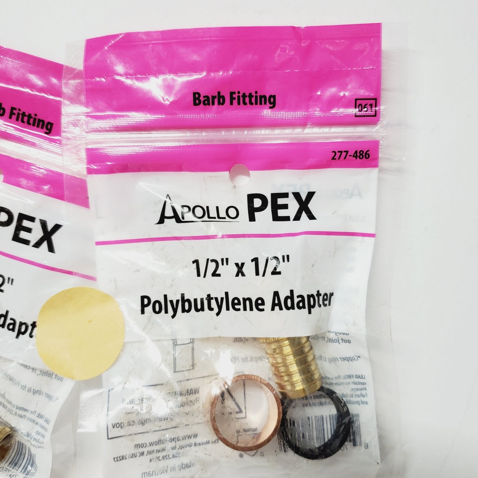 Apollo PEX Polybutylene Adapter 1/2″ x 1/2″ Barb Fitting Lot of 2 Lead Free