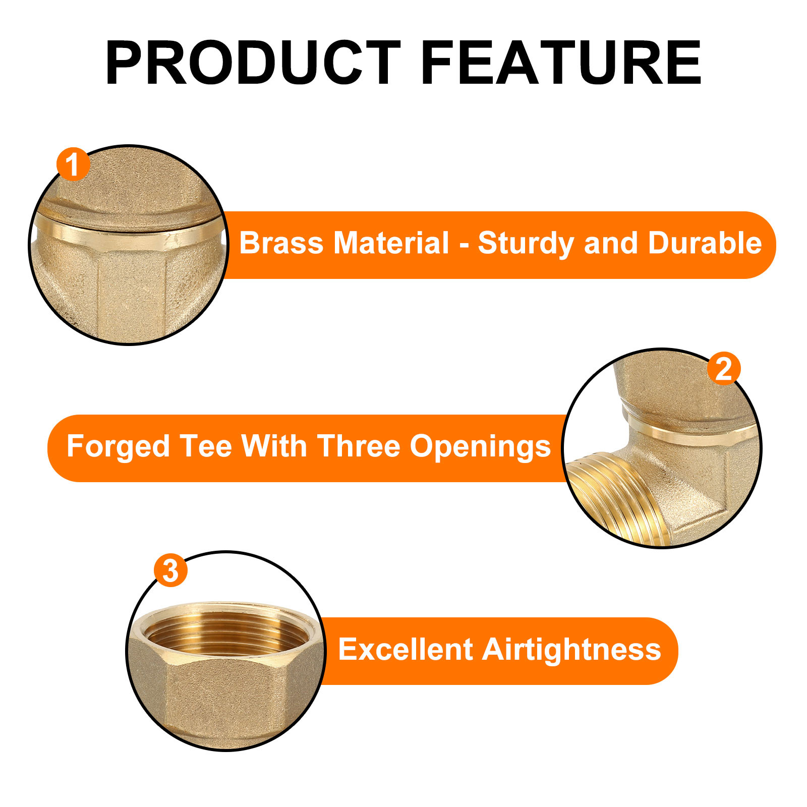 Brass Tee Swivel Pipe Fitting 3/4″ 3 Way T-Connector Female x Female x Male