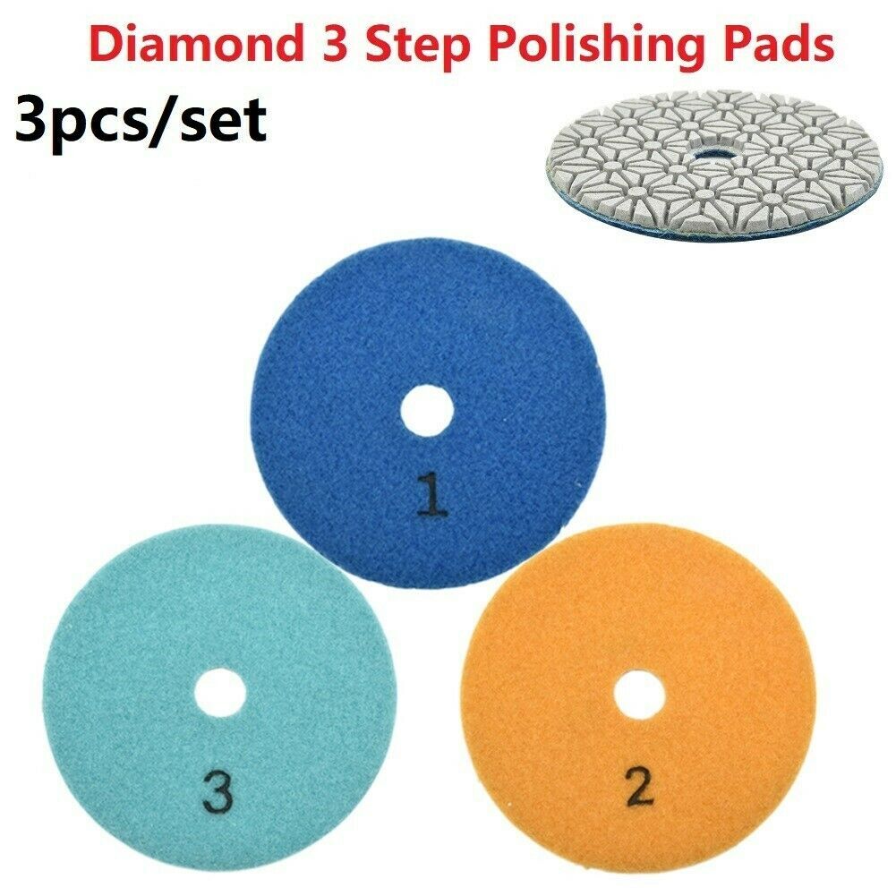 Dia 100mm/4″ 3-Steps Diamond Resin Bond Sanding Discs Wet Polishing Pad marble