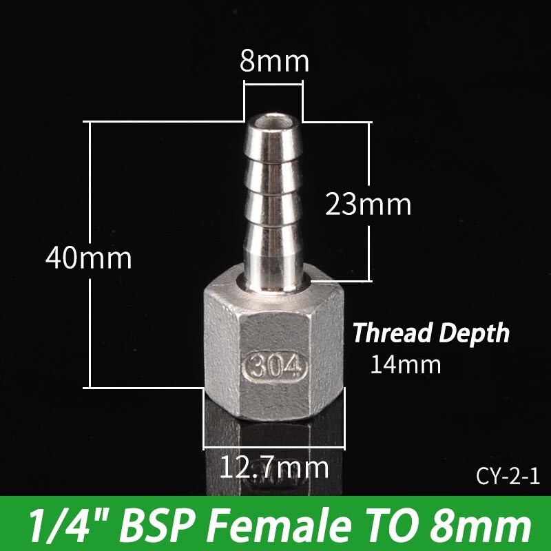 Stainless Steel Hosetails,Bsp Thread Hose Tail Barb Connector 1/8-1″ Female/Male