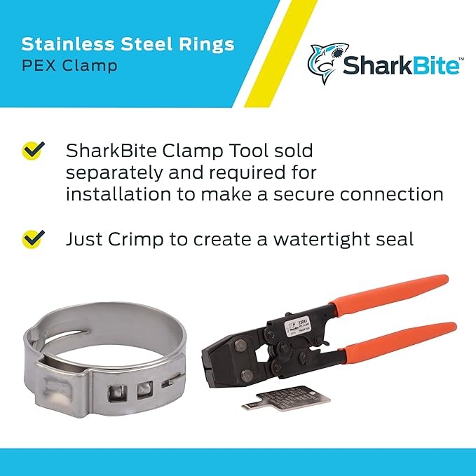 Sharkbite 1 PEX Clamp Ring in Stainless Steel – UC956 – 10 pack