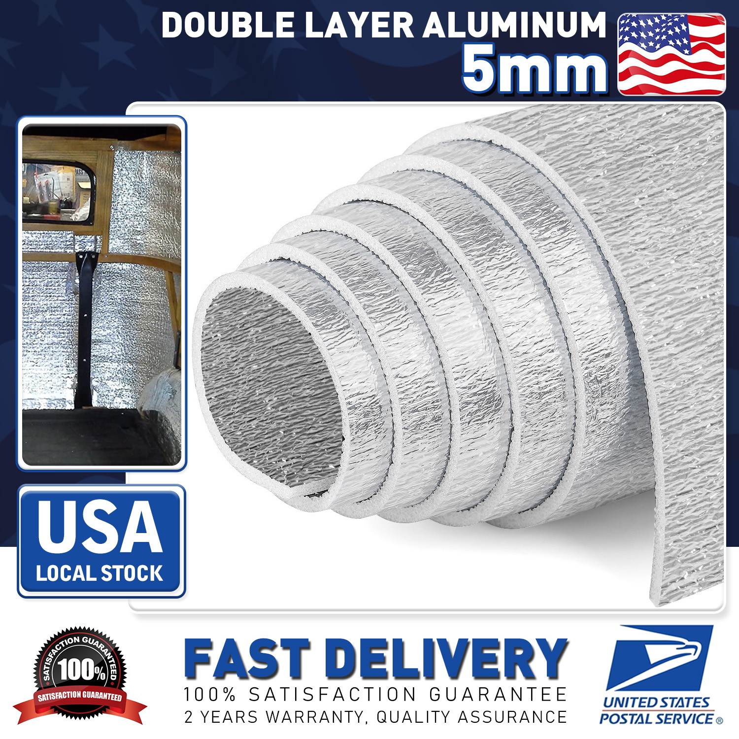 Durable Reflective Insulation Foam 2Pcs 60″×40″ Double Aluminum Bubble Shield