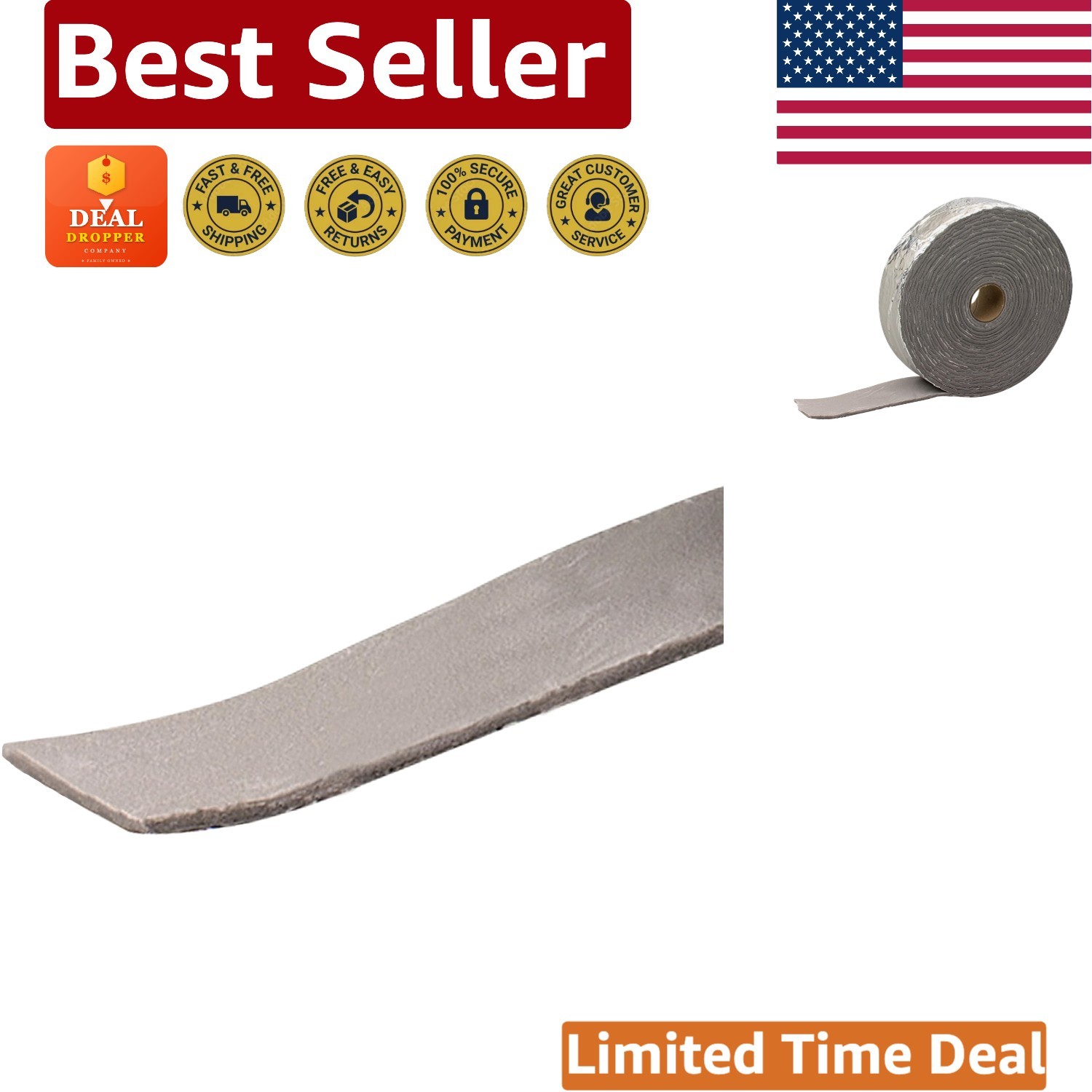 M-D Self-Adhesive Foam Pipe Wrap – 15ft x 2in x 1/8in – Aluminum Insulation