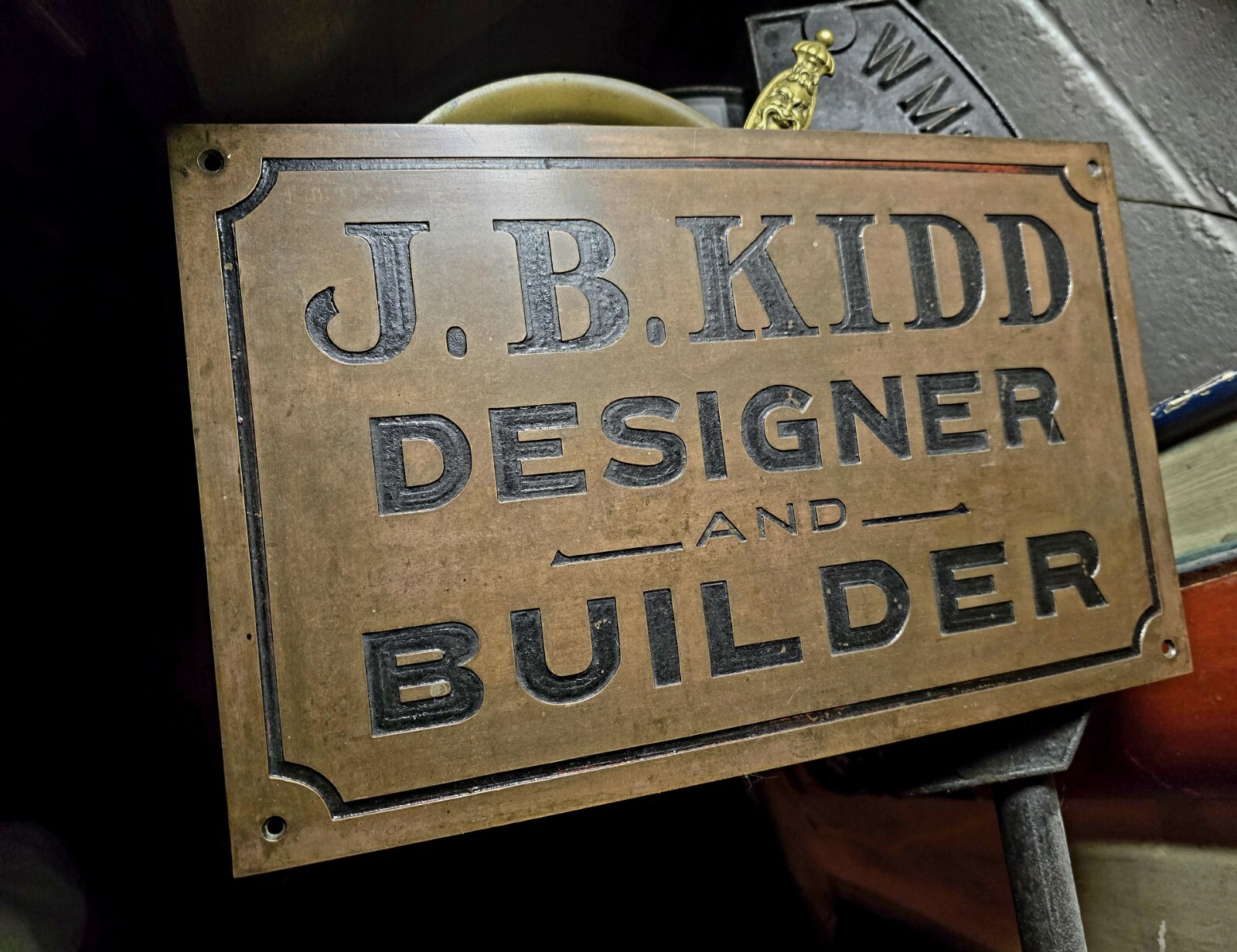 Lexington Ky 1920’S American Contractor J B Kidd Brass Advertising Sign