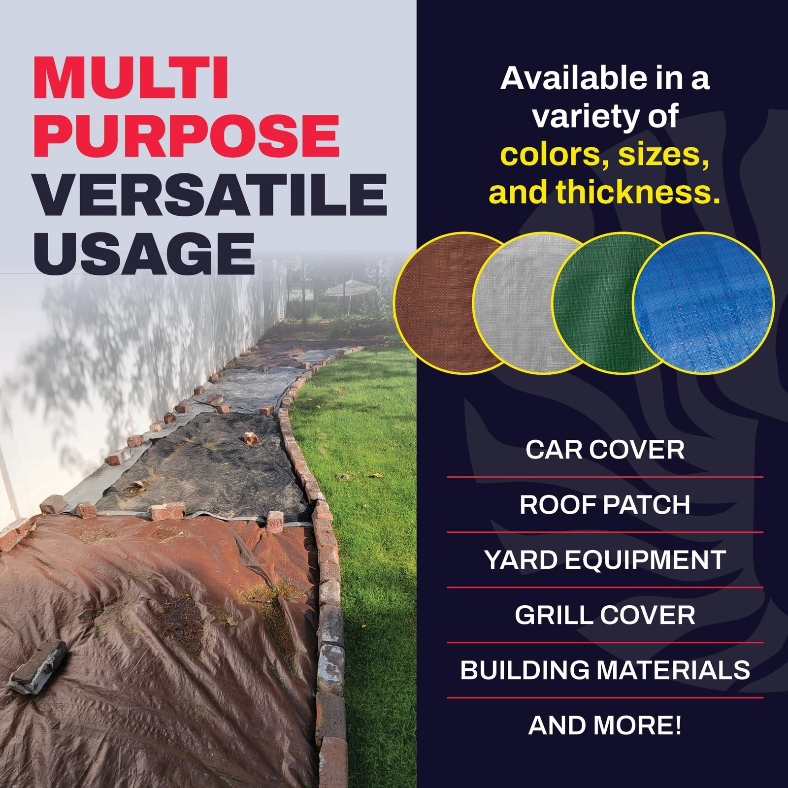 10′ x 10′ Brown/Silver Heavy Duty Tarp with Grommets Reinforced – 10 Mil Thic…