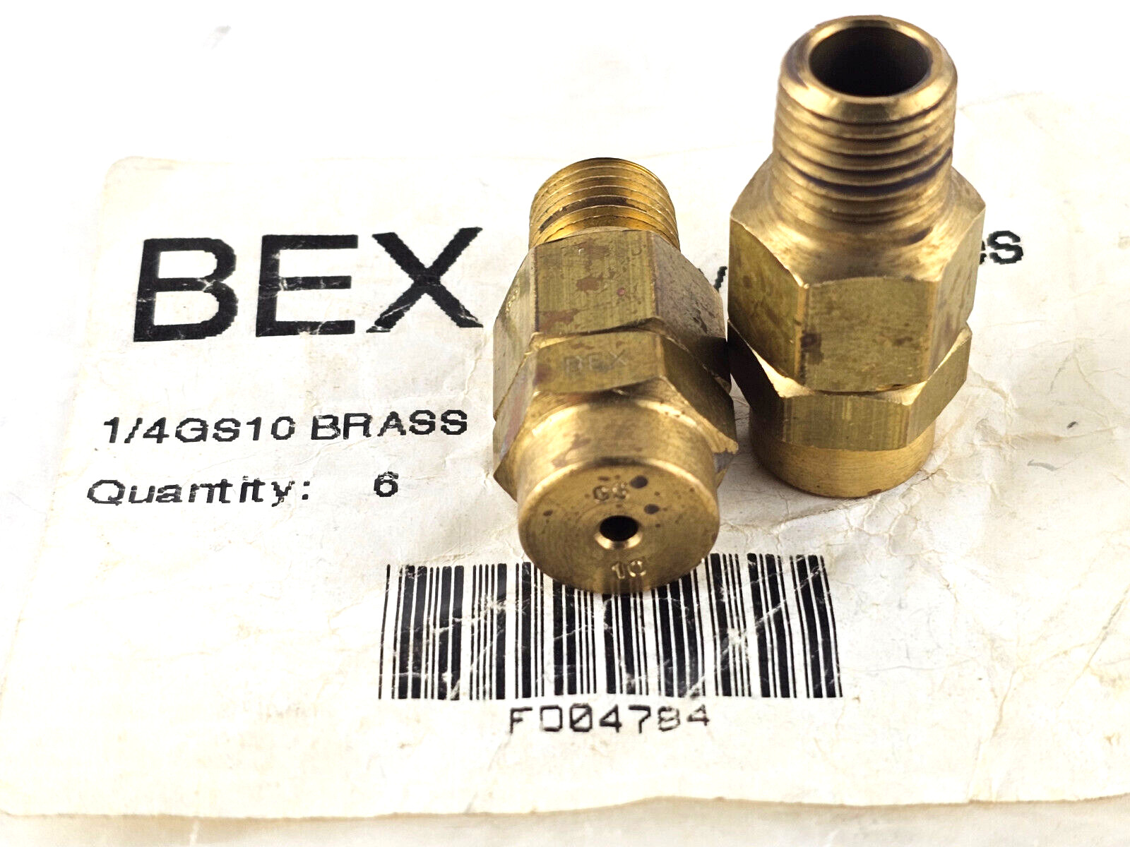 NEW BEX 1/4GS10 Brass Full Cone Spray Nozzle, Two Piece Body, Lot of 2