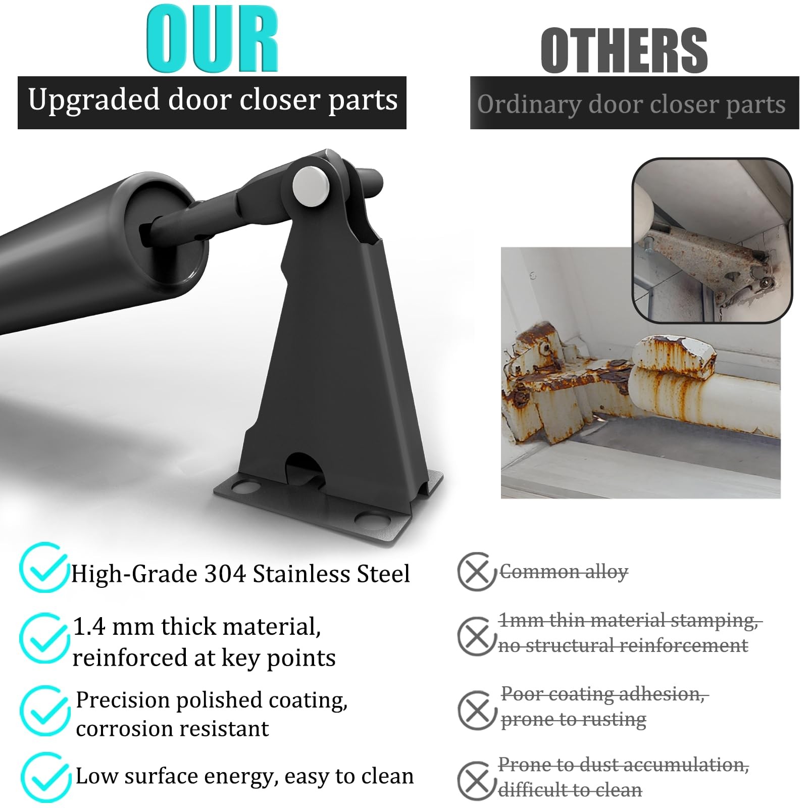 Heavy Duty Pneumatic Door Closer Adjustable Screen Storm Metal Wood Door