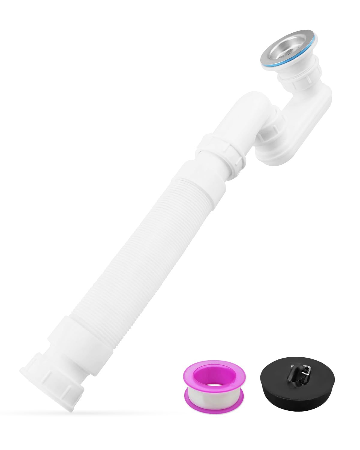Nahntaipy Bathtub Shower Drain Pipe, Low Profile 11.22″ – 32.68″, White