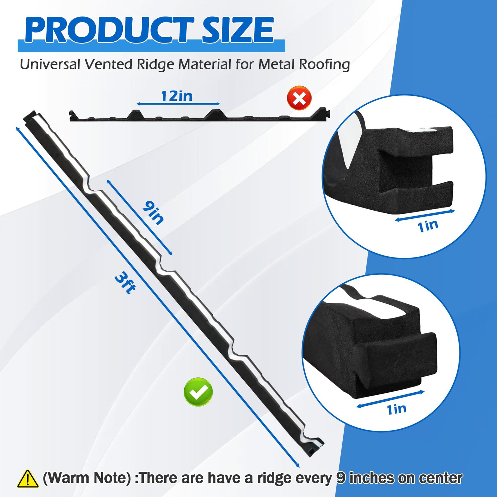 Upgrade Self-Adhesive 9 in Outside Classic Rib Profile Foam outer,