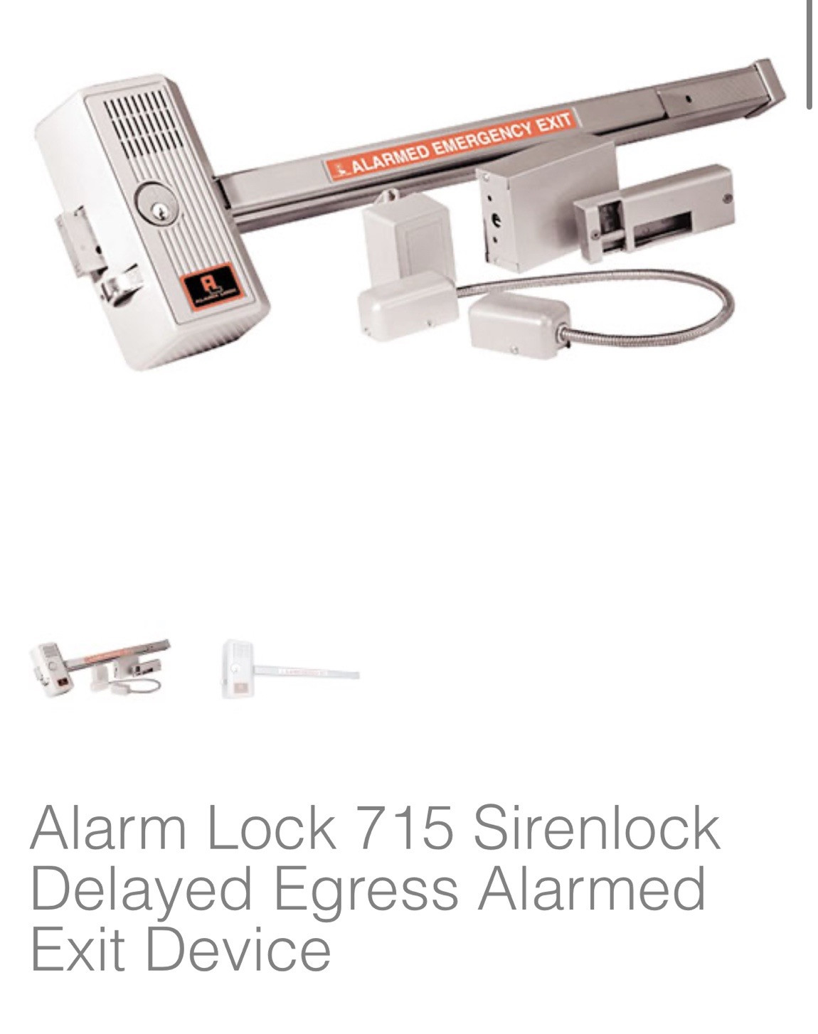 Alarm Lock Systems 715 Delayed Egress Panic Bar Exit Alarm Device 715X28X88
