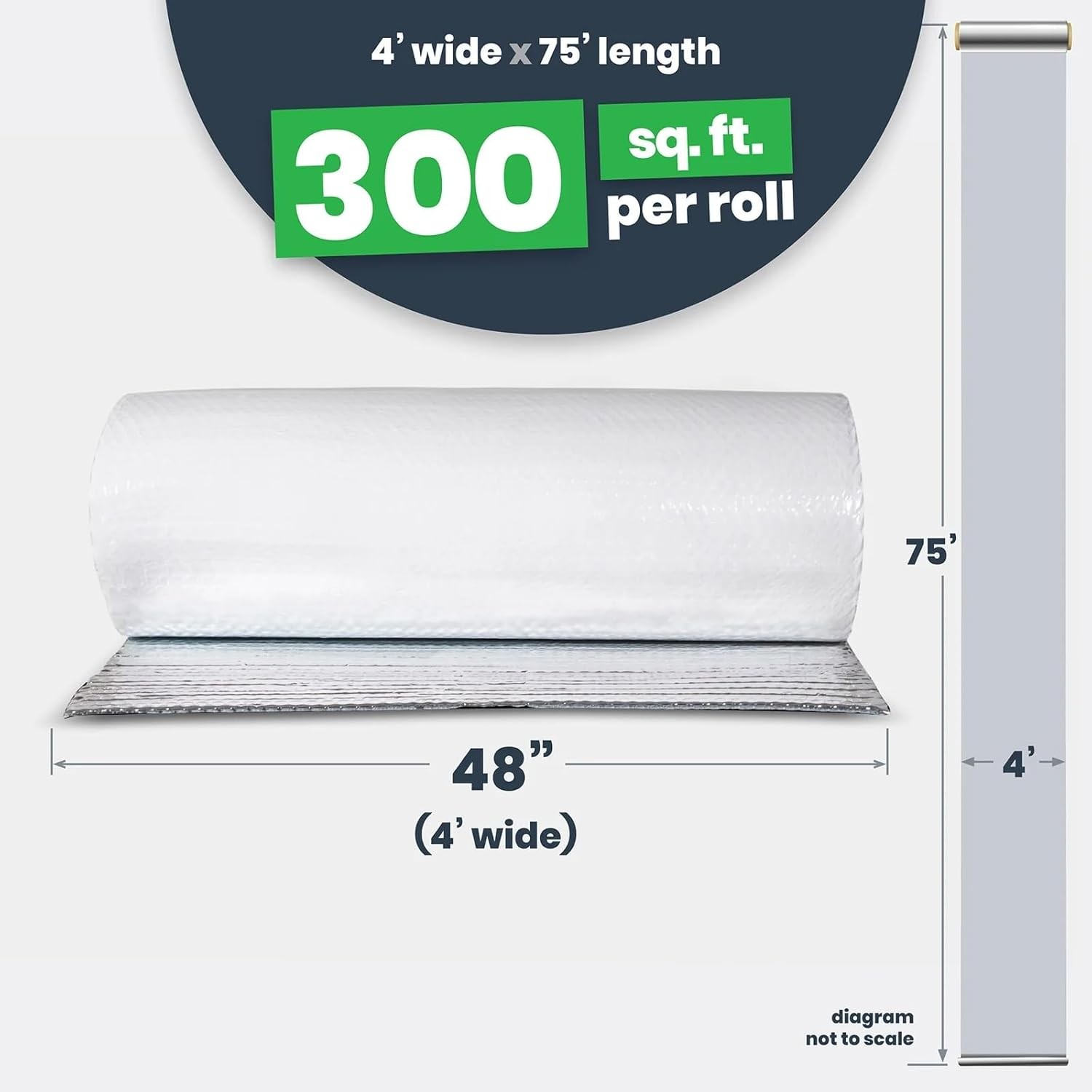 Double Bubble Insulation Roll 48″ x 75′ (300 sq. ft.), 6.35mm Thick