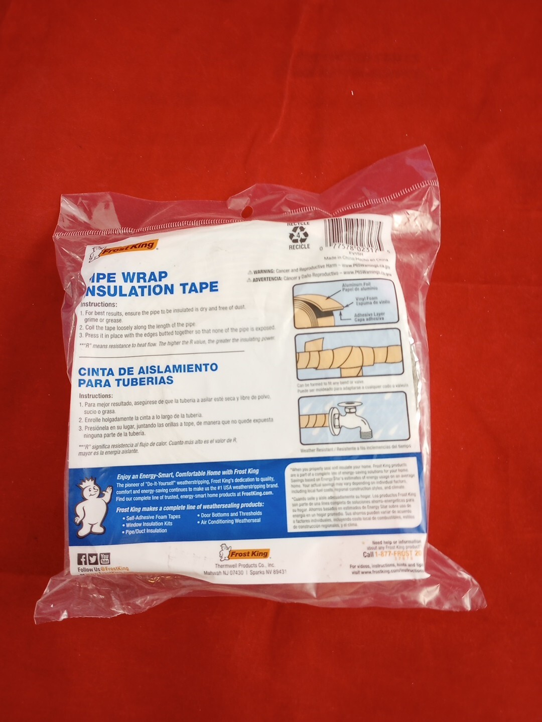 2 Packs Of New Frost King Pipe Wrap Insulation Tape 2″ x 1/8″ x 15′ R Value 2.0