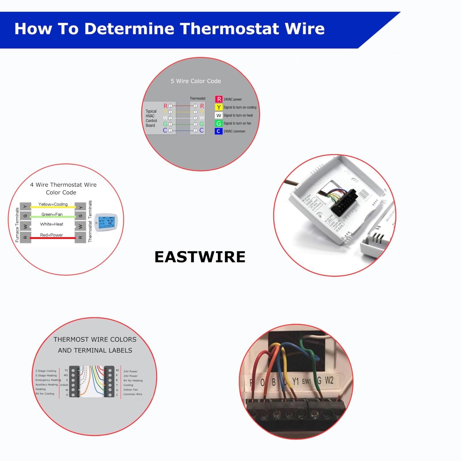 Eastwire 18/8 50Ft Thermostat Wire Solid Copper Wire 18 Gauge Conductor Etl