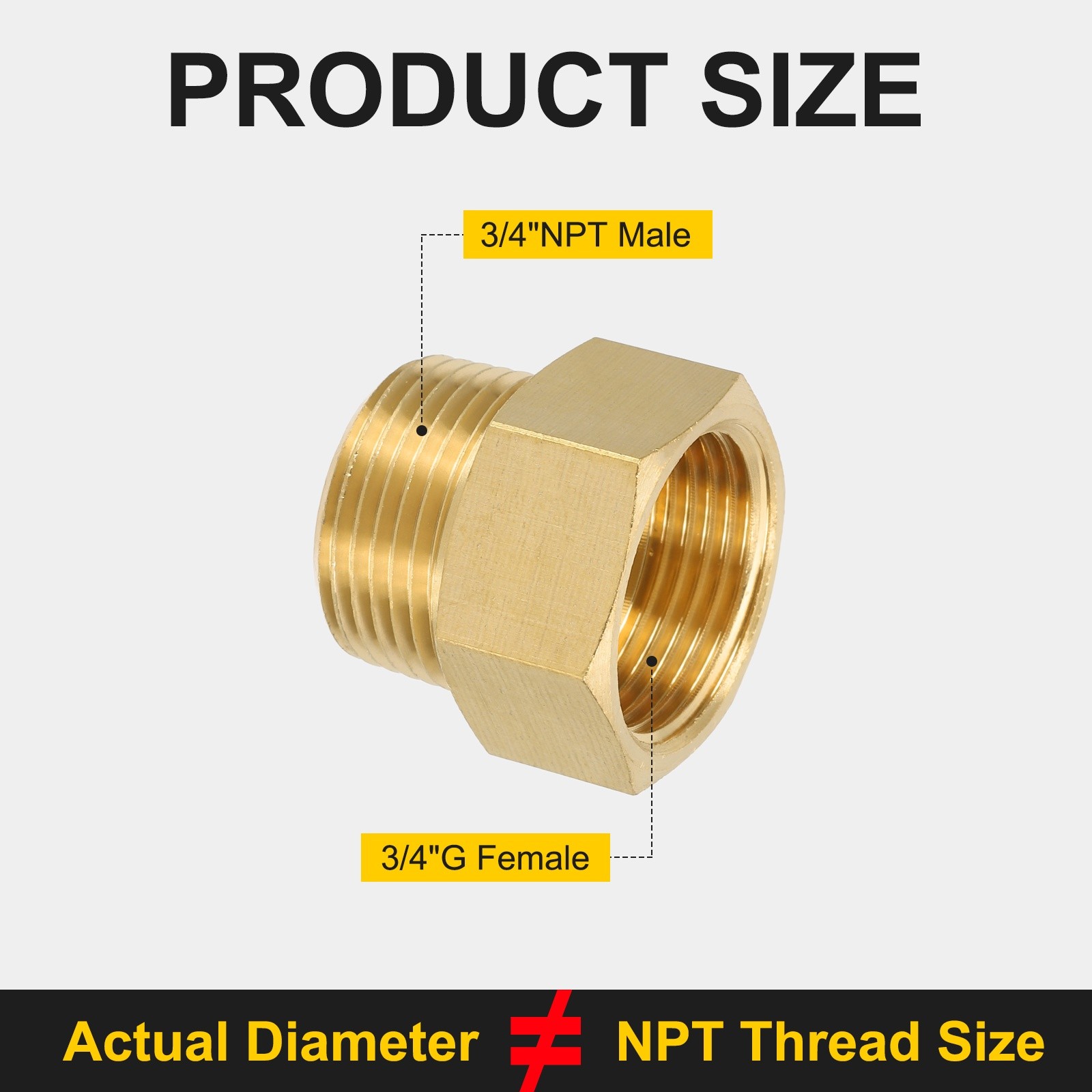 3/4″ g Female x 3/4″ NPT Male Brass Pipe Fitting with Tape for Air Gas- 2Pcs
