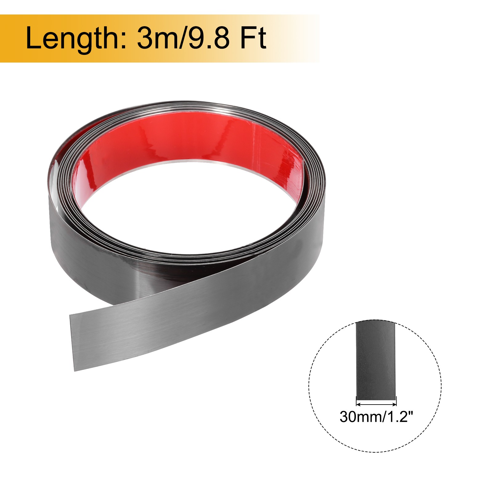 Stainless Steel Molding Trim Self Adhesive, Brushed Black, 1.2 Inchx9.8 Feet