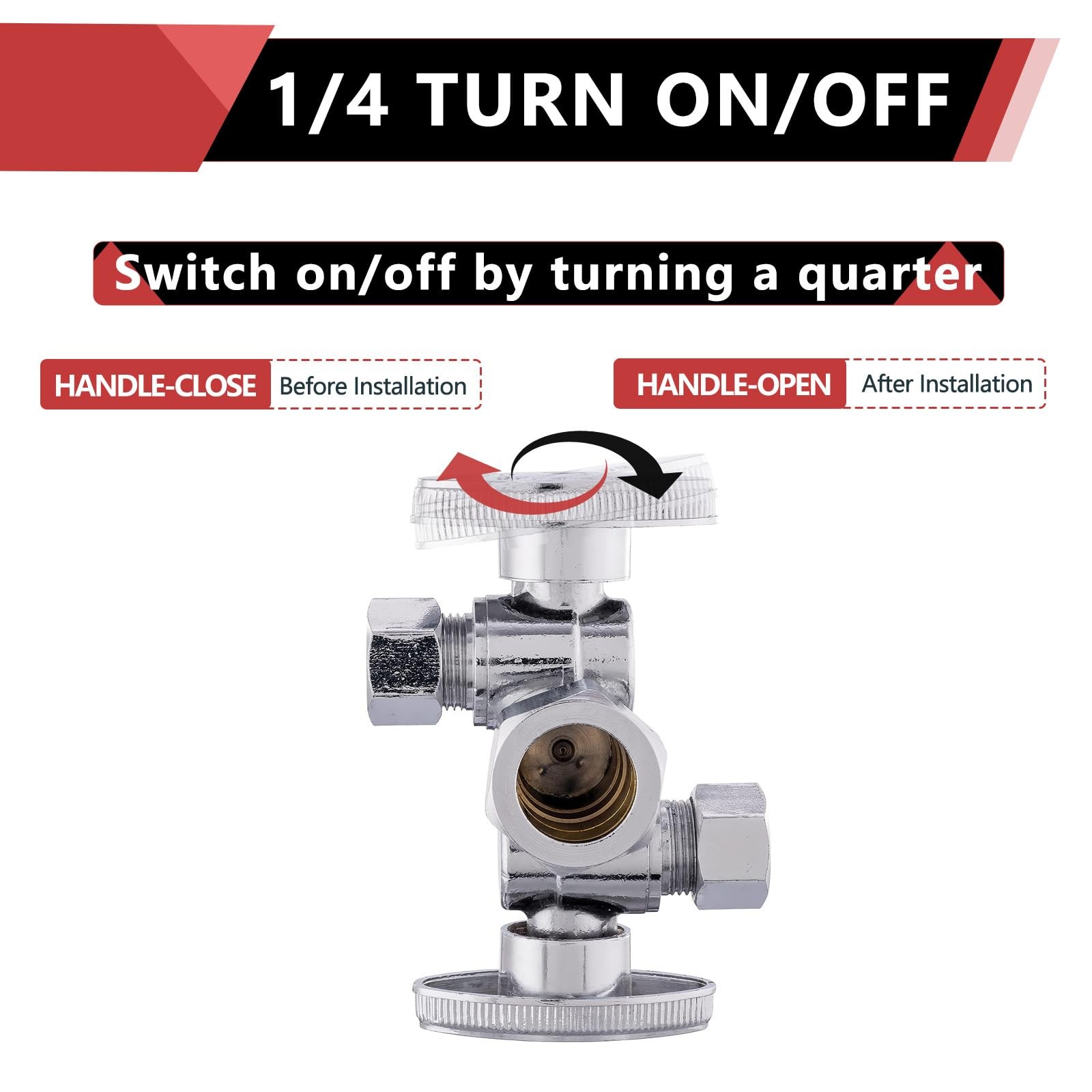 Pack Of 5 Efield 1/4 Turn Dual Compression Outlet Angle Stop Valve 2 Shut Off