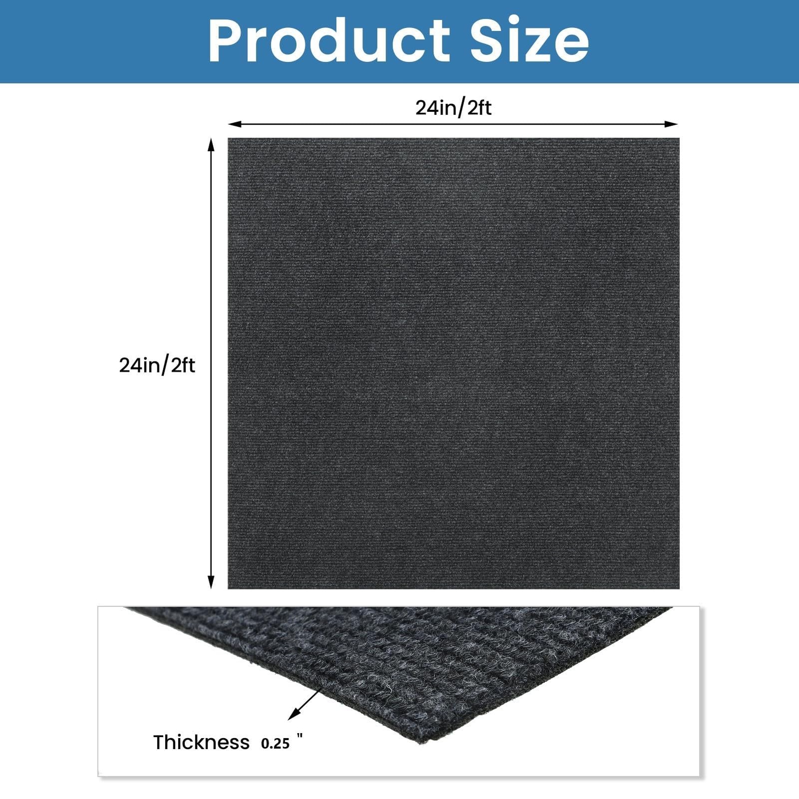 Xhikowat 24X 24 Carpet Tiles Peel And Stick 10Pcs Non-Slip Carpets Squares 40