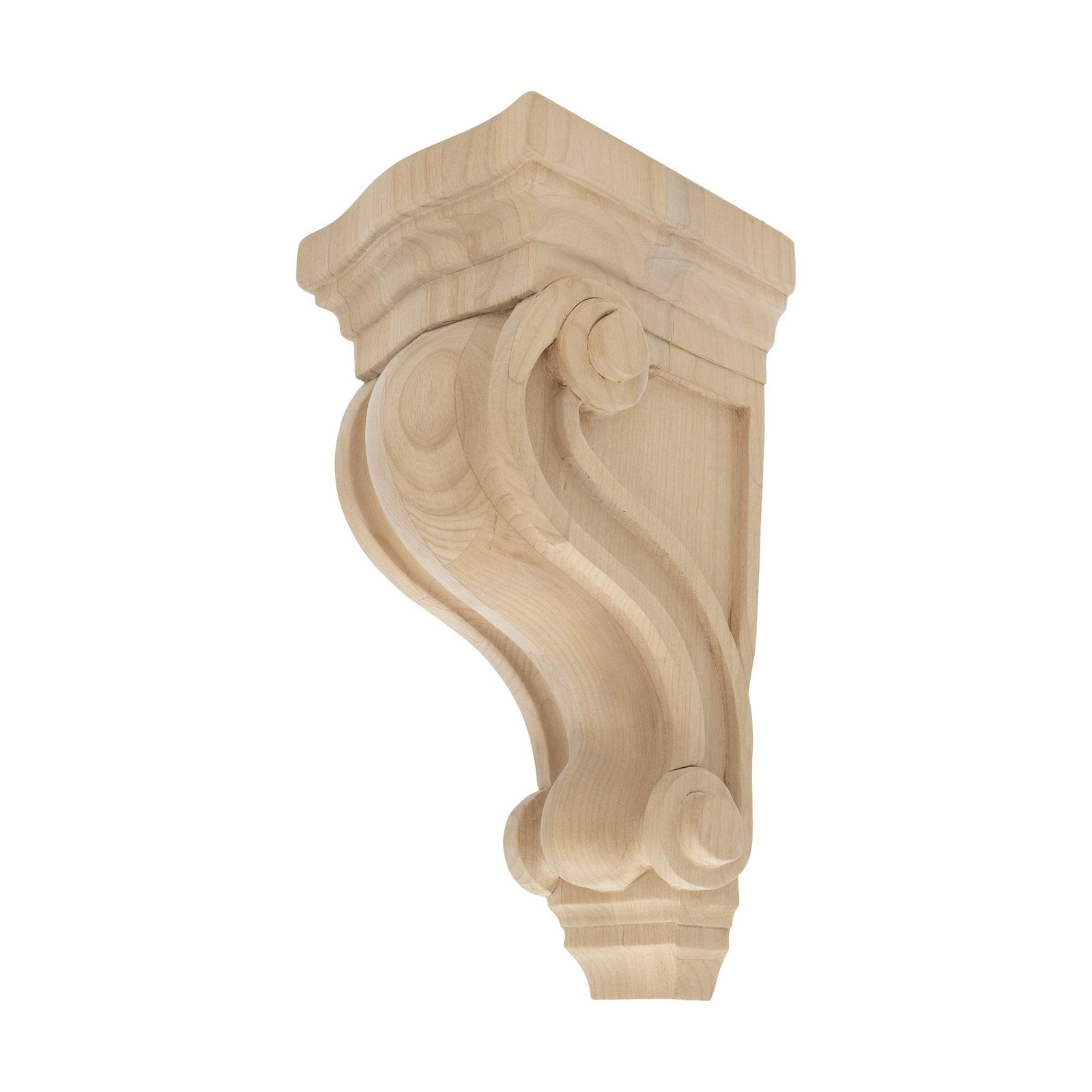 Outwater 10-1/2″ x 4-7/8″ x 5-1/4″ Unfinished Alder Classic Wood Corbel