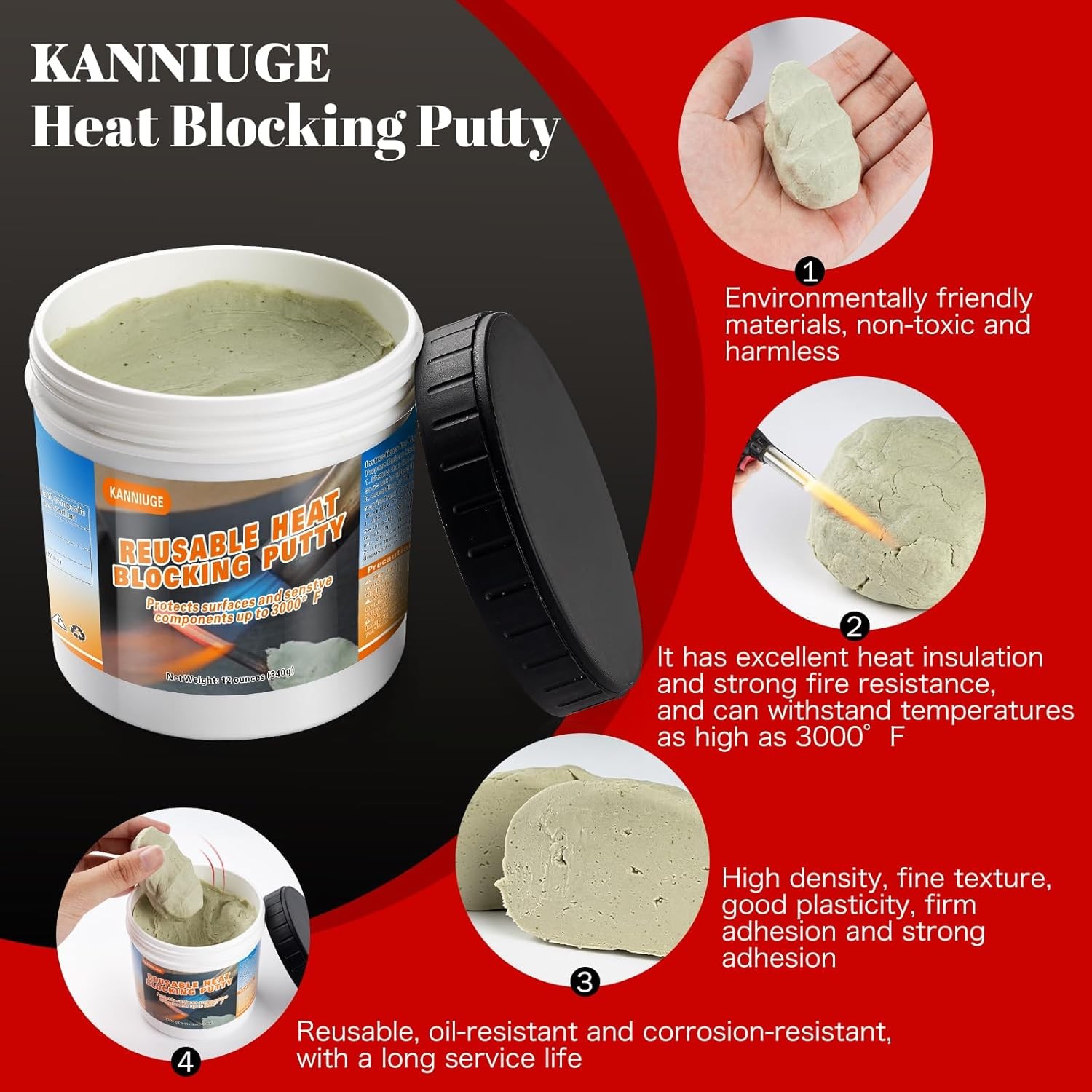 Reusable 12oz Heat Blocking Putty Solder Insulation Clay Protects Up to 30