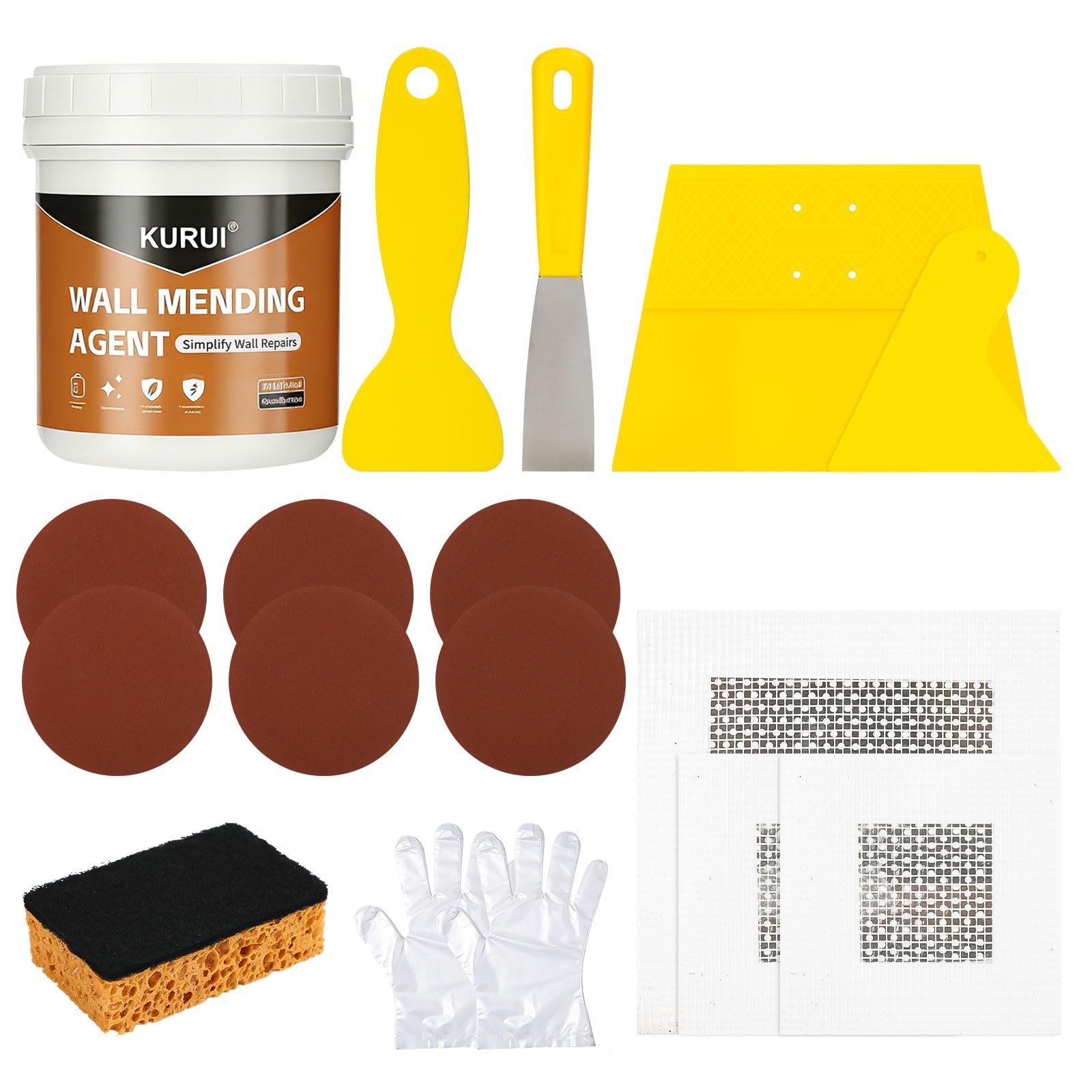 Drywall Repair Kit, 8.8oz Spackle Wall Repair Paste with Scraper, 6 Sandpaper…