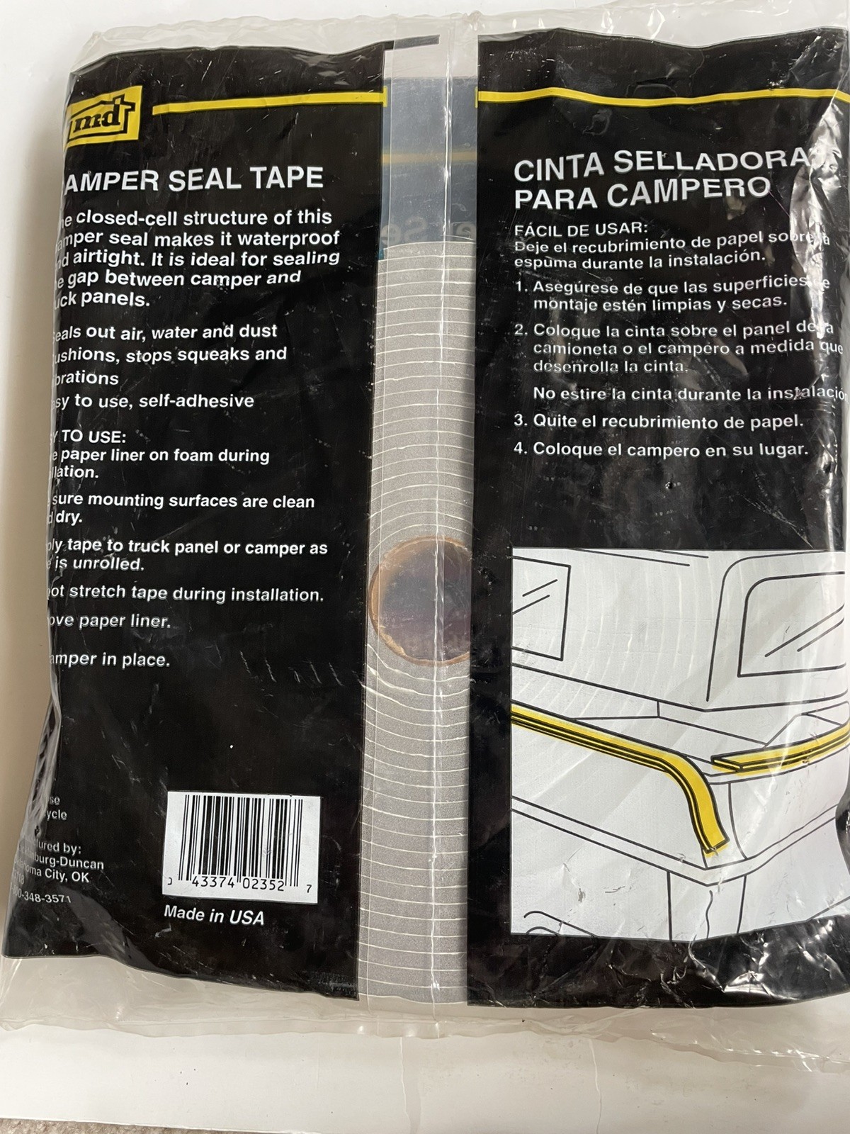 MD Self-Adhesive Camper Truck Seal Foam Tape, 3/16″ x 1-1/2” x 30ft, 02352, Gray