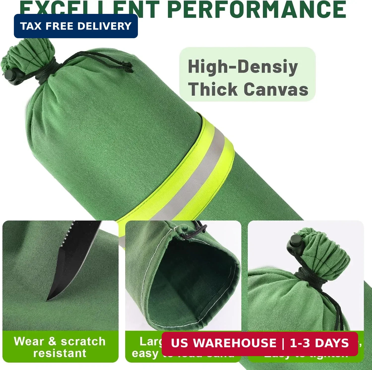 LANNEY Long Sand Bags for Flooding, 4 Pack 4 ft x 8 in Thickened Canvas Reusable