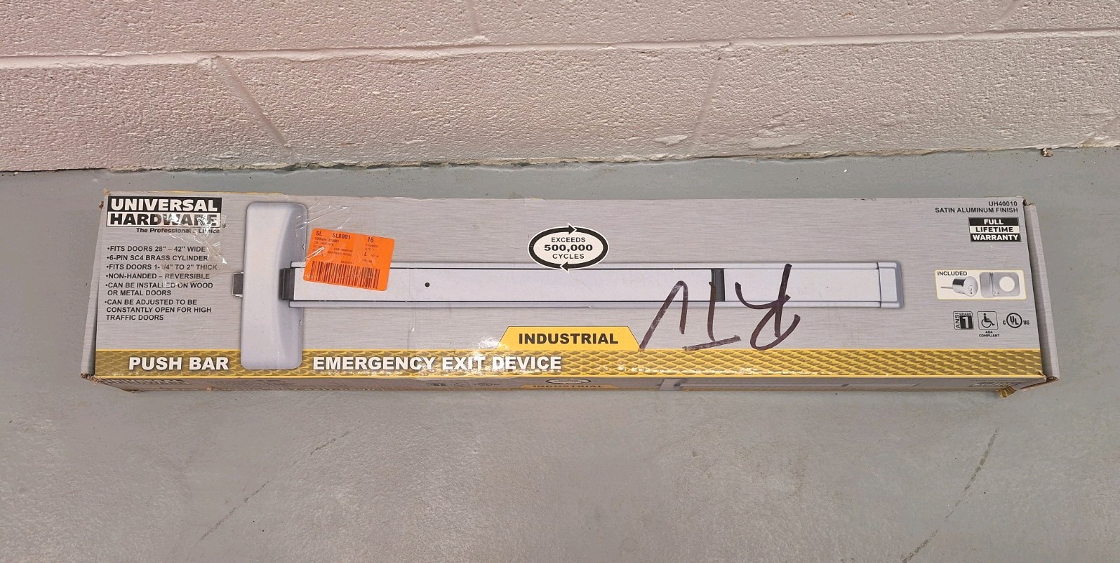 Universal Hardware UH40010 2-7/16 in. Push Bar with Standard Pull and Cylinder