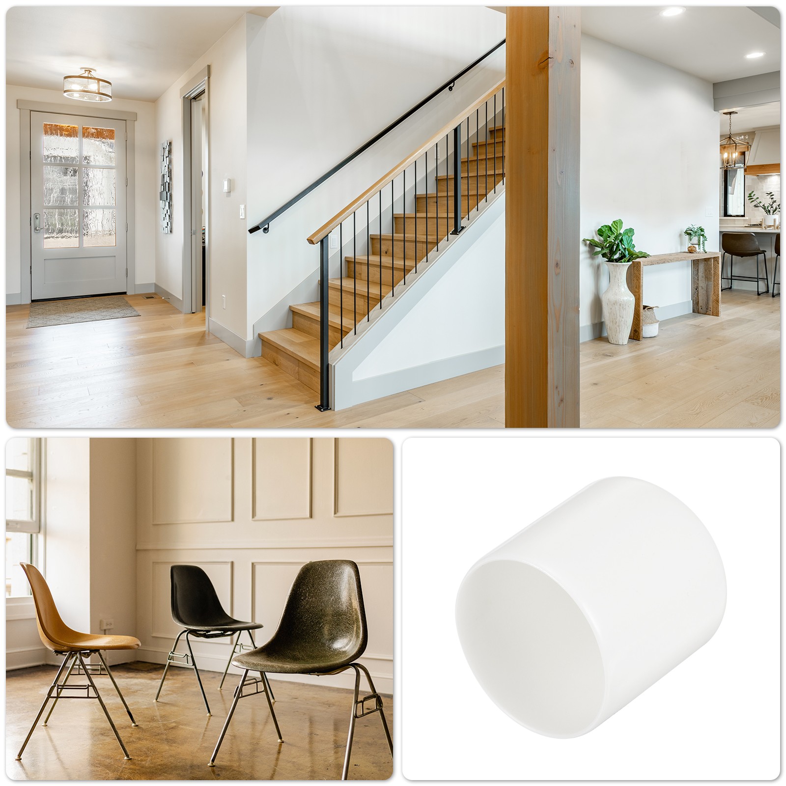4Pcs White 47mm Rubber End Caps Round Vinyl Plug Insert Rubber Flexible
