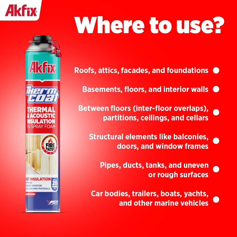 Akfix Thermcoat Spray Foam Insulation Kit Closed Cell Fire Rated 360 Sq Ft 18 pk