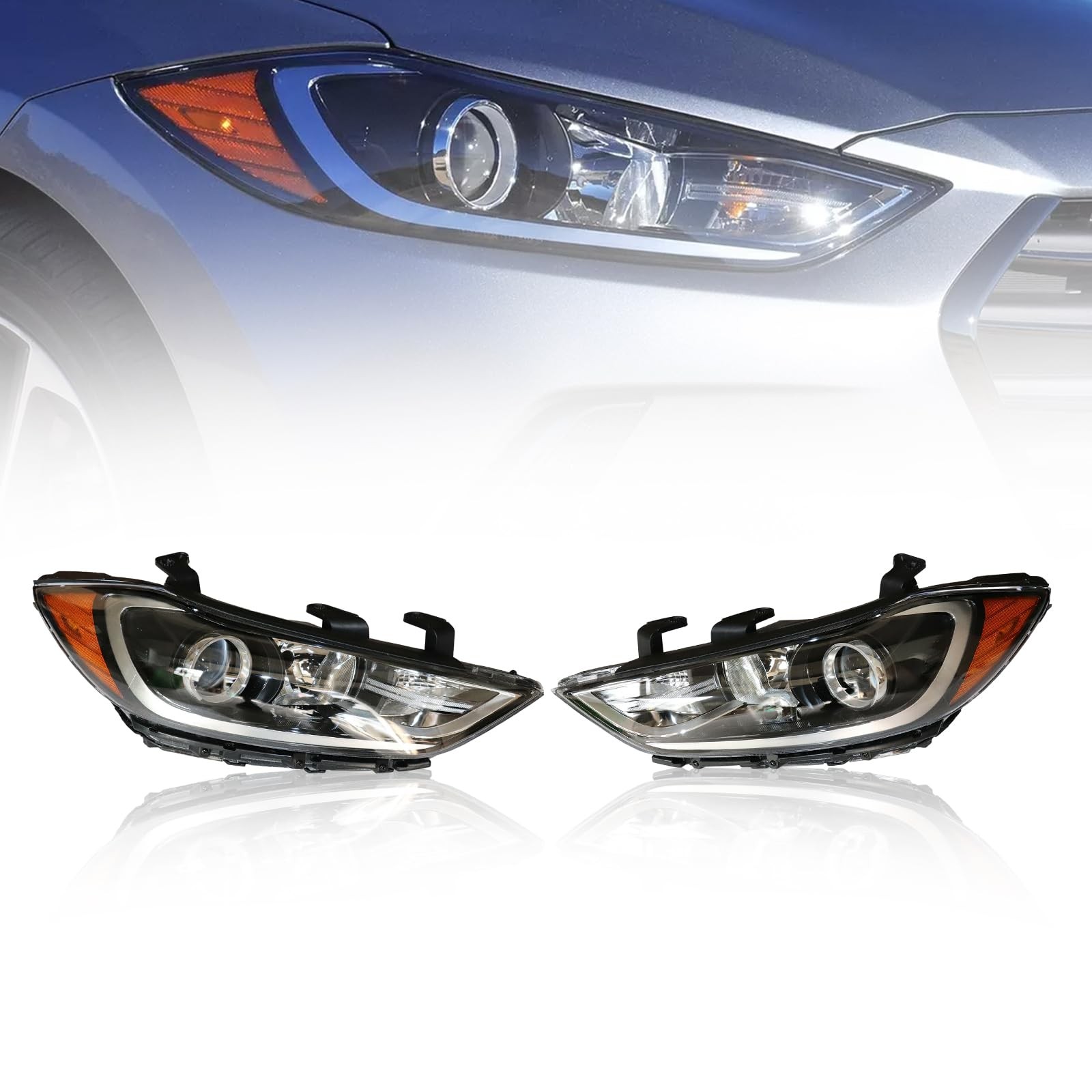 2017-2018 Elantra Sedan Right Halogen Headlight Direct Replacement Excl GT Sport