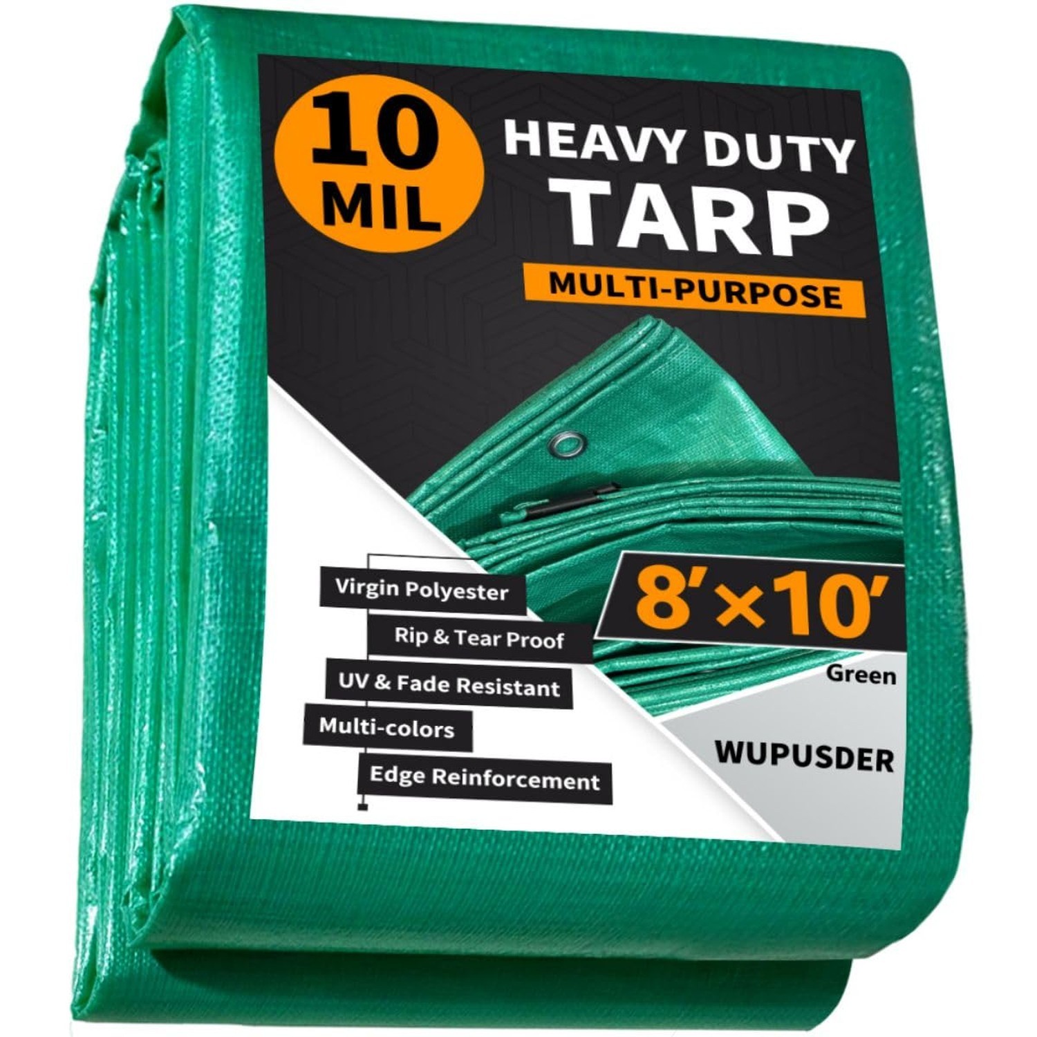 Tarps Heavy Duty Waterproof 8x10ft, 10Mil Poly Tarps with Grommets, UV Resist…